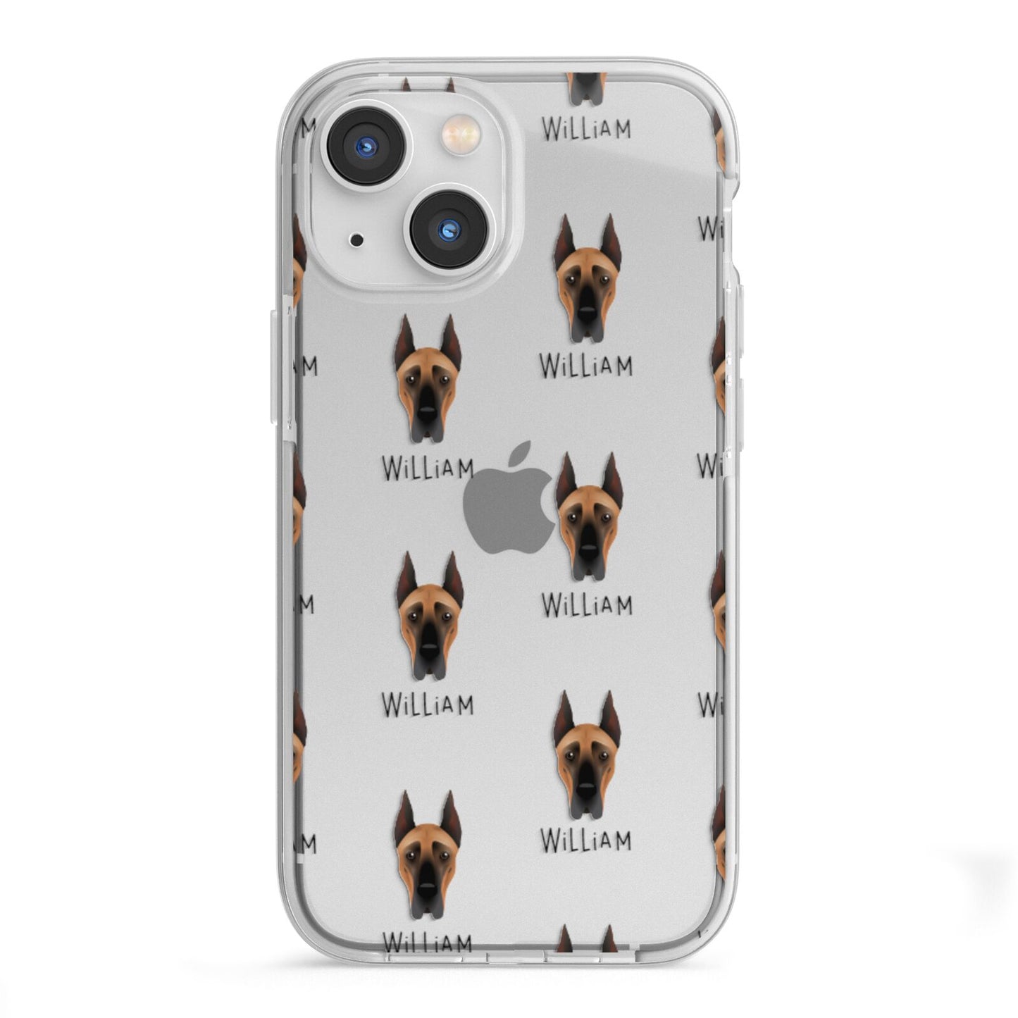 Great Dane Icon with Name iPhone 13 Mini TPU Impact Case with White Edges