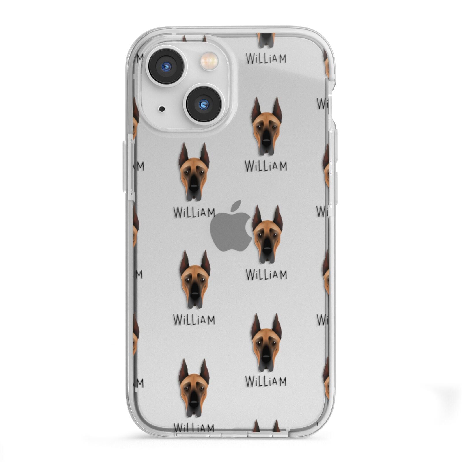 Great Dane Icon with Name iPhone 13 Mini TPU Impact Case with White Edges