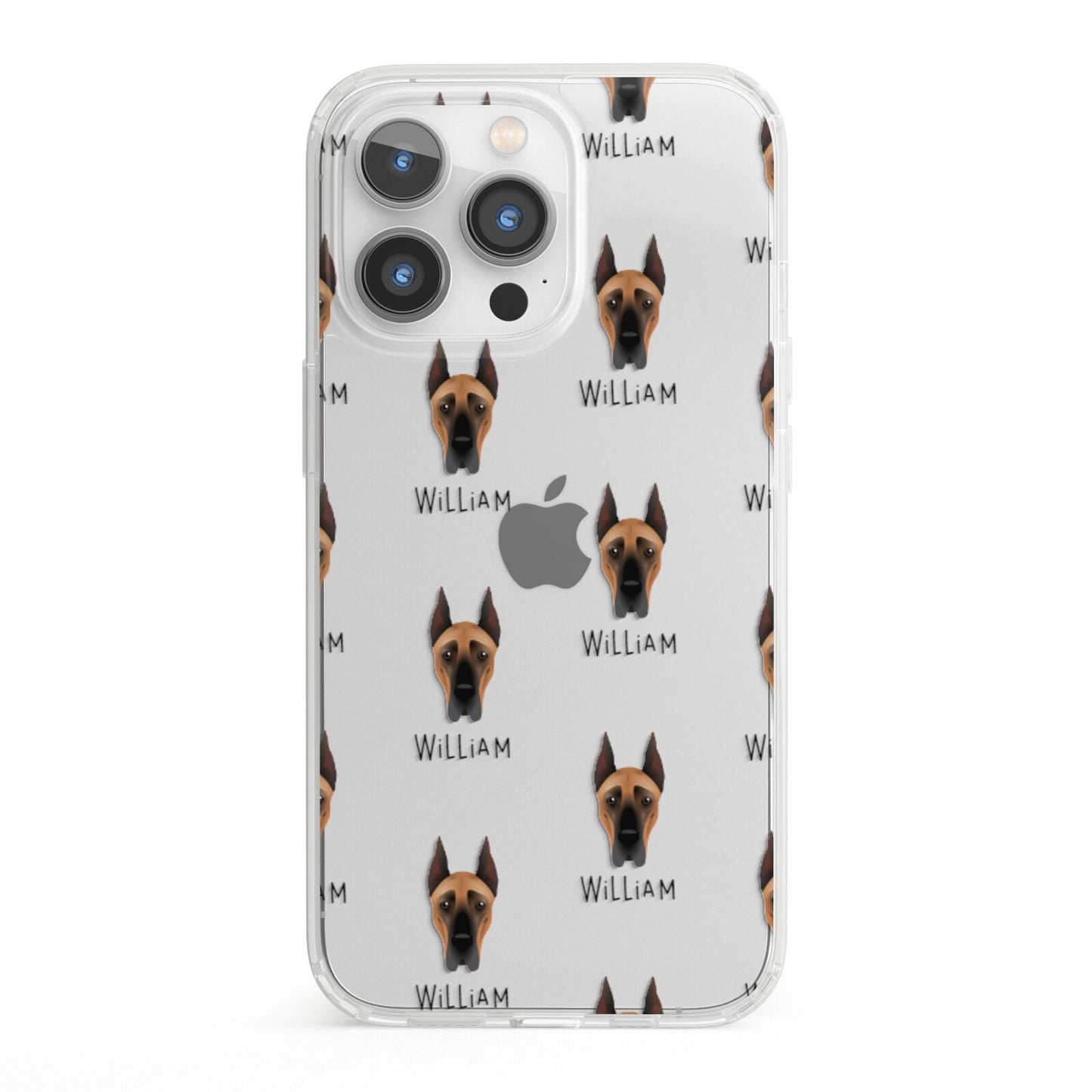 Great Dane Icon with Name iPhone 13 Pro Clear Bumper Case