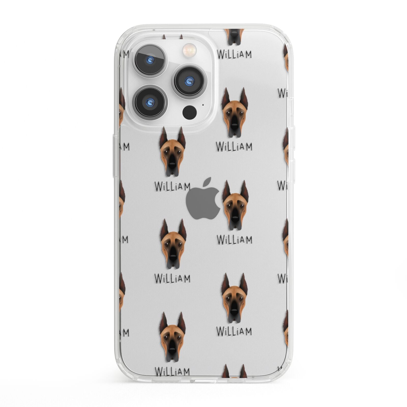 Great Dane Icon with Name iPhone 13 Pro Clear Bumper Case