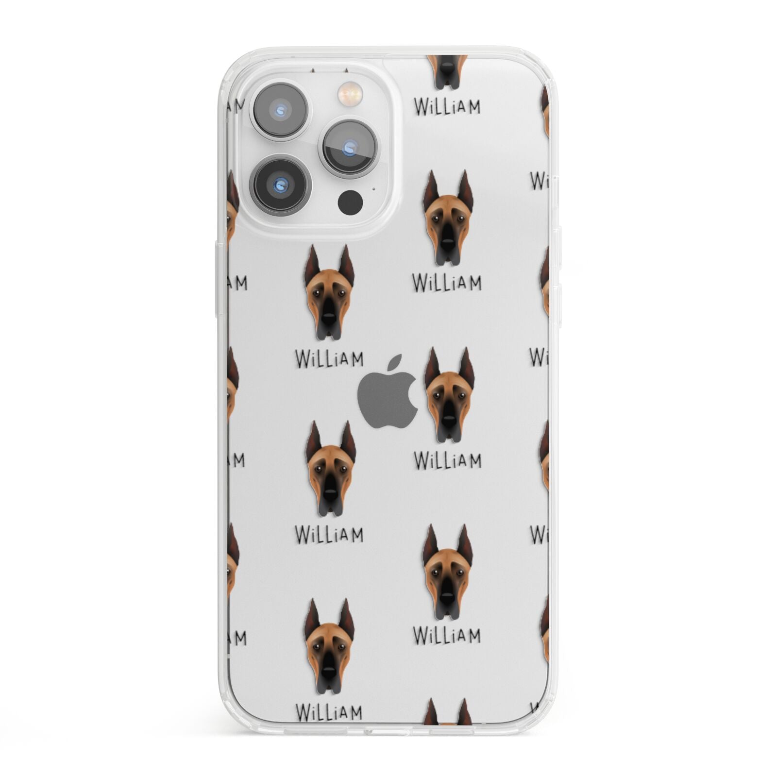 Great Dane Icon with Name iPhone 13 Pro Max Clear Bumper Case