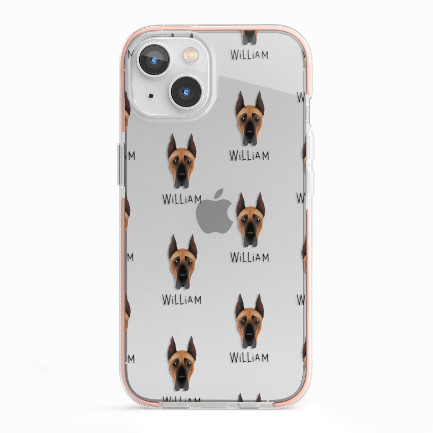 Great Dane Icon with Name iPhone 13 TPU Impact Case with Pink Edges
