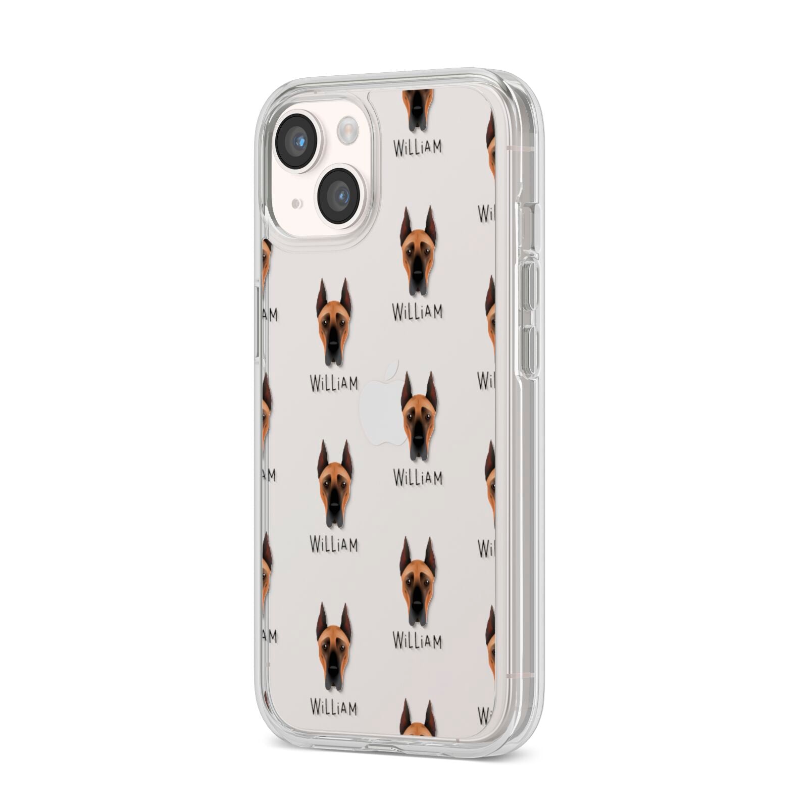 Great Dane Icon with Name iPhone 14 Clear Tough Case Starlight Angled Image