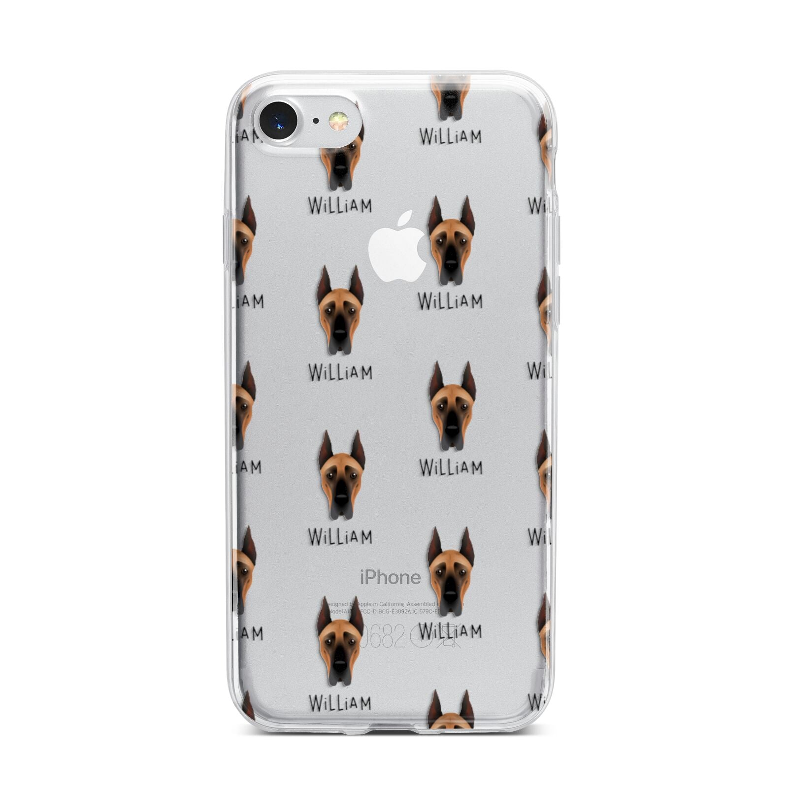 Great Dane Icon with Name iPhone 7 Bumper Case on Silver iPhone