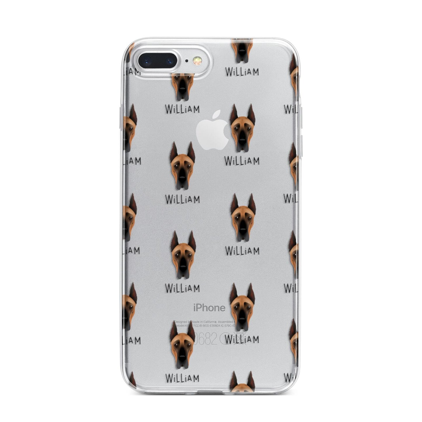 Great Dane Icon with Name iPhone 7 Plus Bumper Case on Silver iPhone
