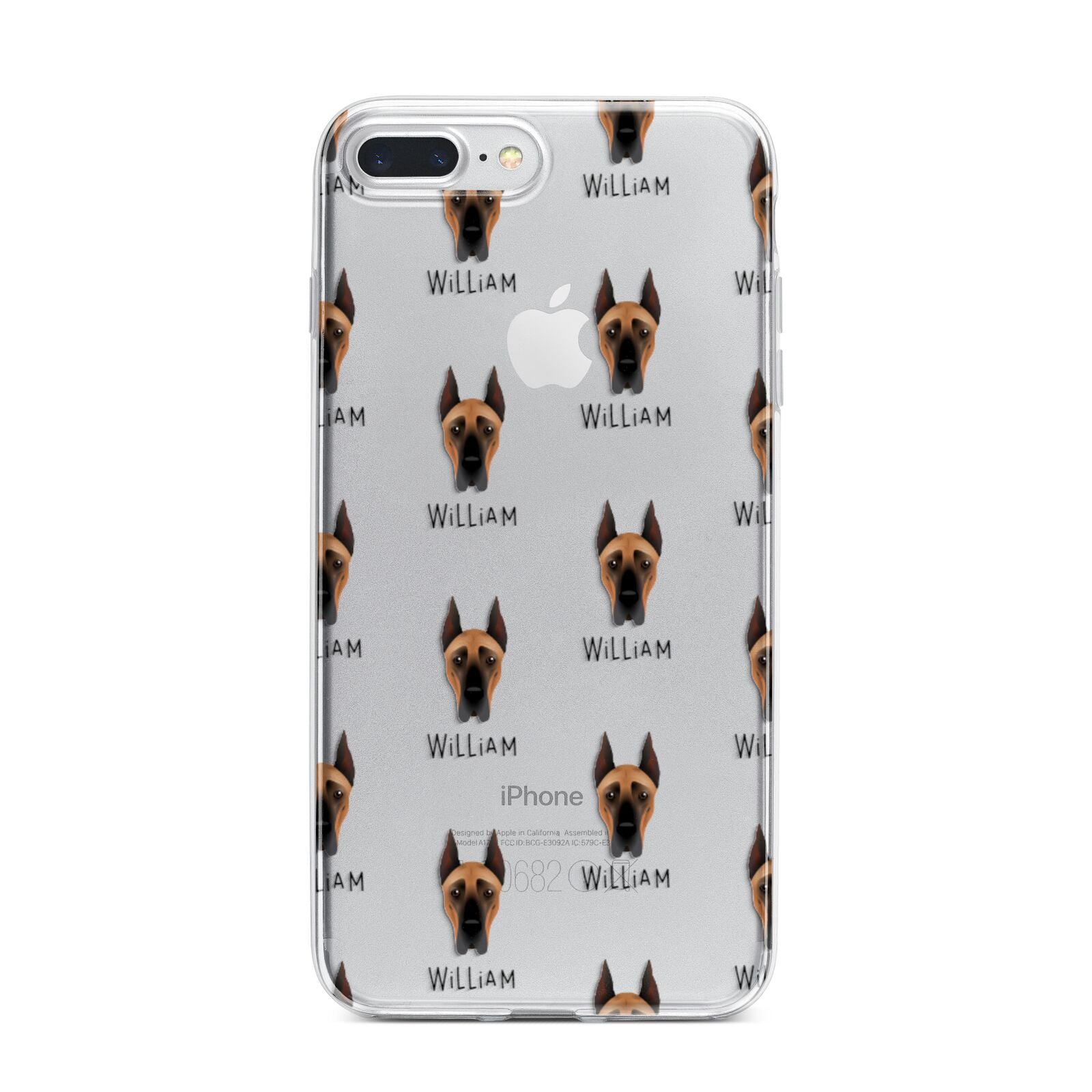 Great Dane Icon with Name iPhone 7 Plus Bumper Case on Silver iPhone