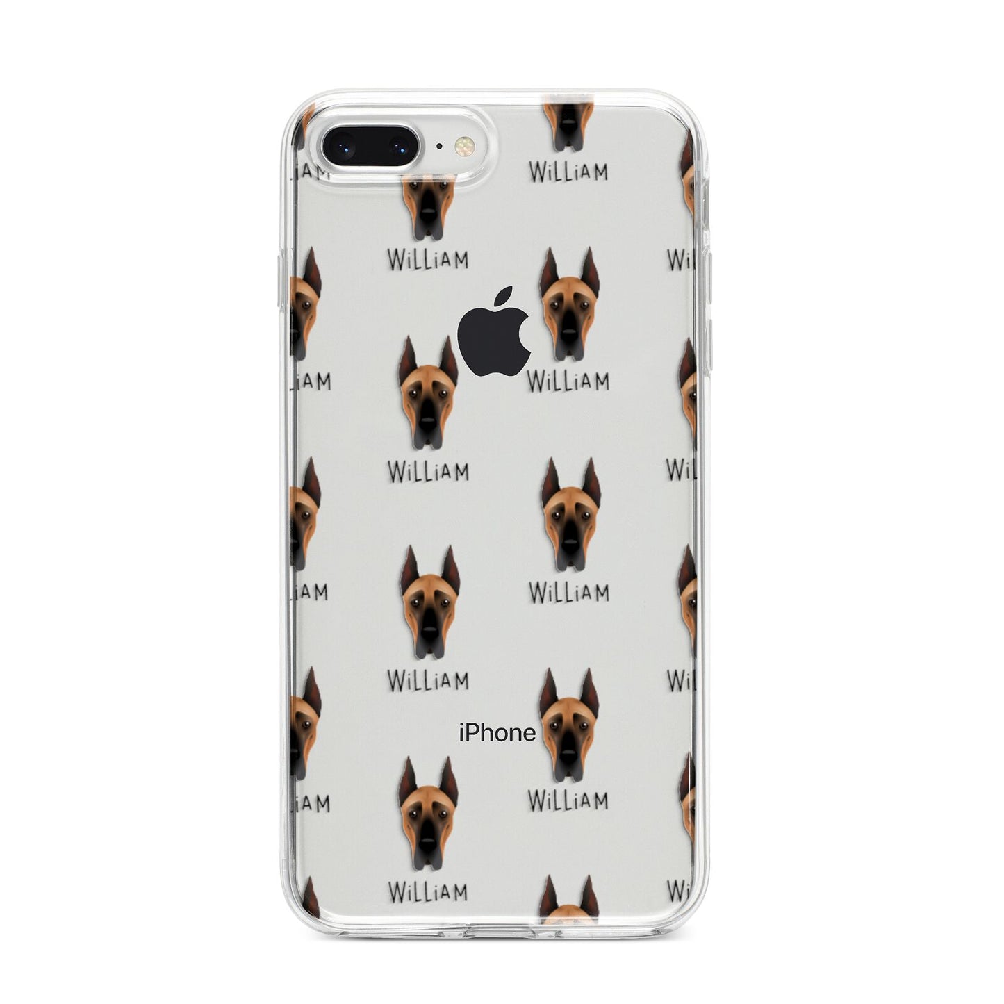 Great Dane Icon with Name iPhone 8 Plus Bumper Case on Silver iPhone