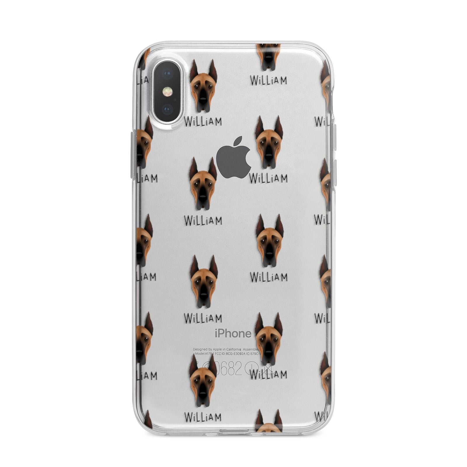 Great Dane Icon with Name iPhone X Bumper Case on Silver iPhone Alternative Image 1