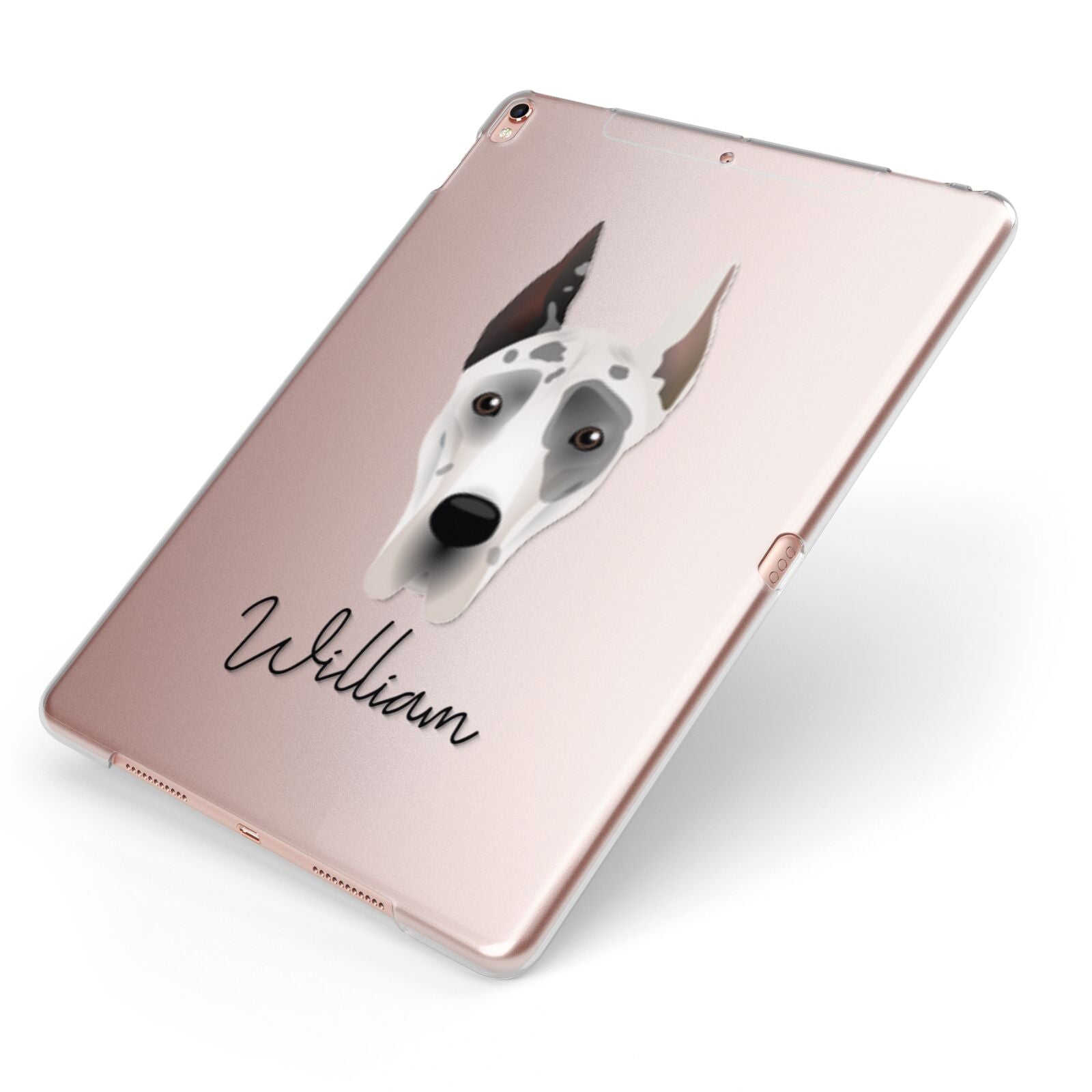 Great Dane Personalised Apple iPad Case on Rose Gold iPad Side View