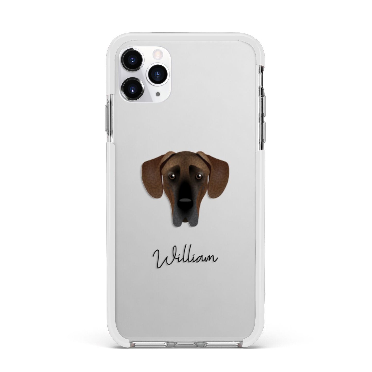 Great Dane Personalised Apple iPhone 11 Pro Max in Silver with White Impact Case