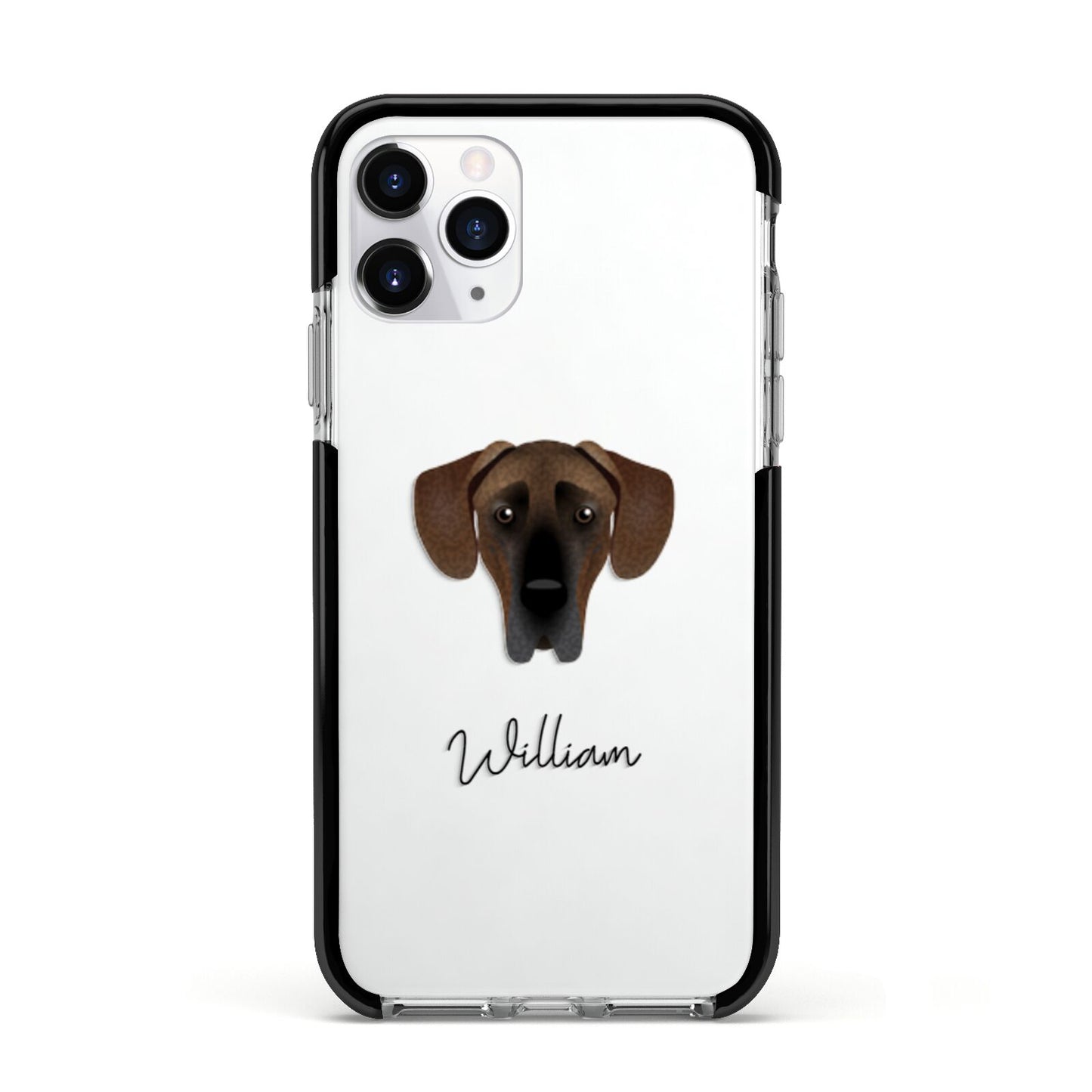 Great Dane Personalised Apple iPhone 11 Pro in Silver with Black Impact Case