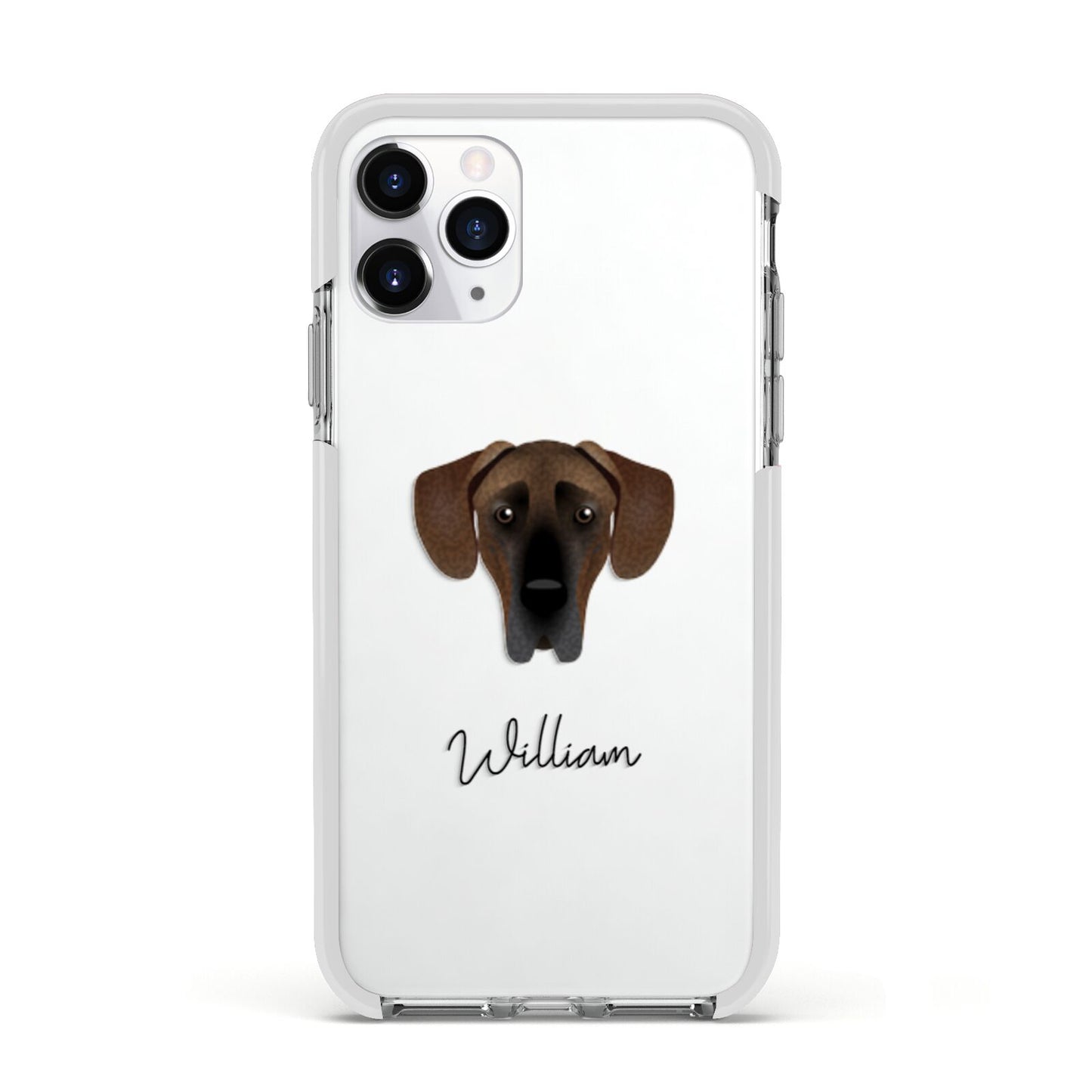 Great Dane Personalised Apple iPhone 11 Pro in Silver with White Impact Case