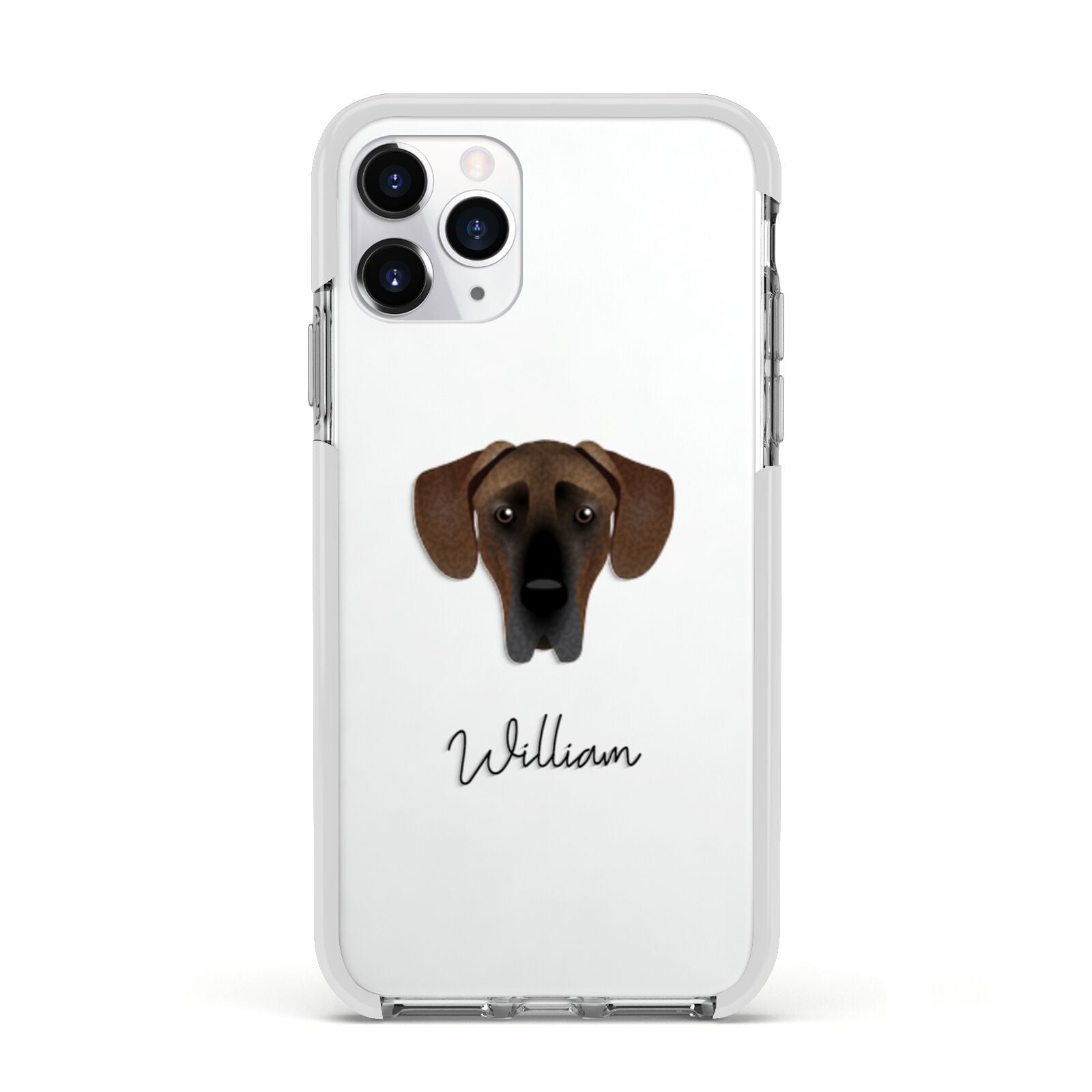 Great Dane Personalised Apple iPhone 11 Pro in Silver with White Impact Case