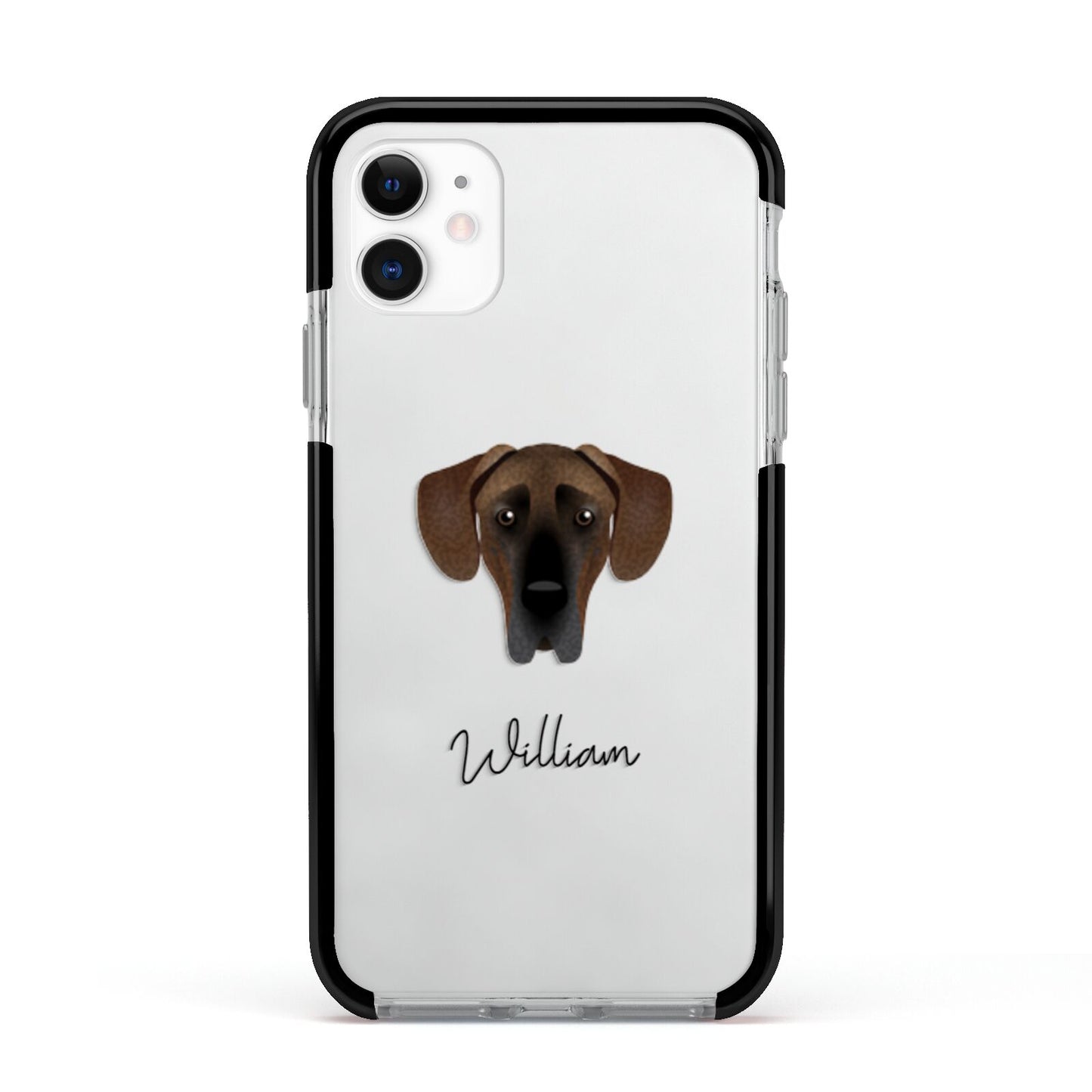 Great Dane Personalised Apple iPhone 11 in White with Black Impact Case