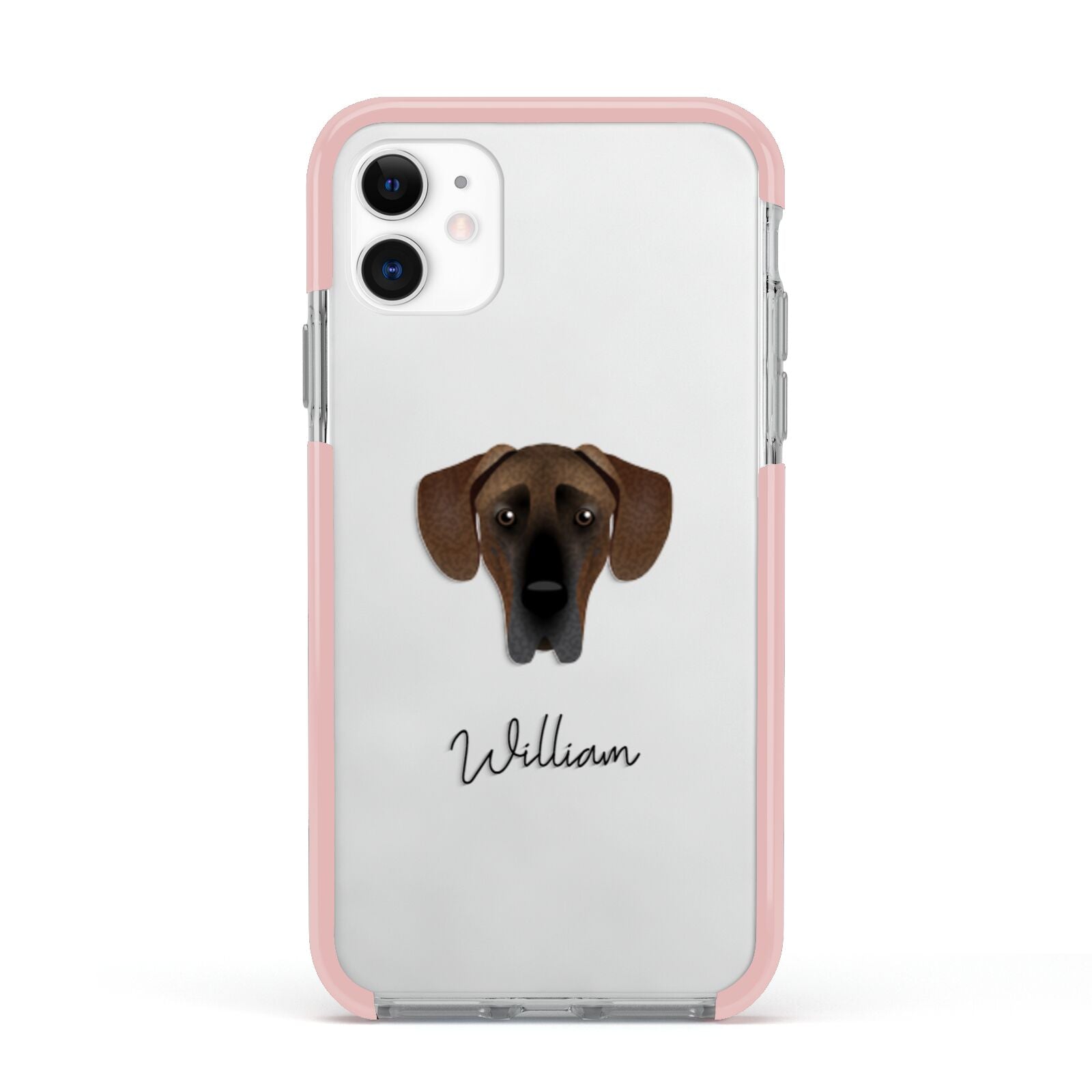 Great Dane Personalised Apple iPhone 11 in White with Pink Impact Case