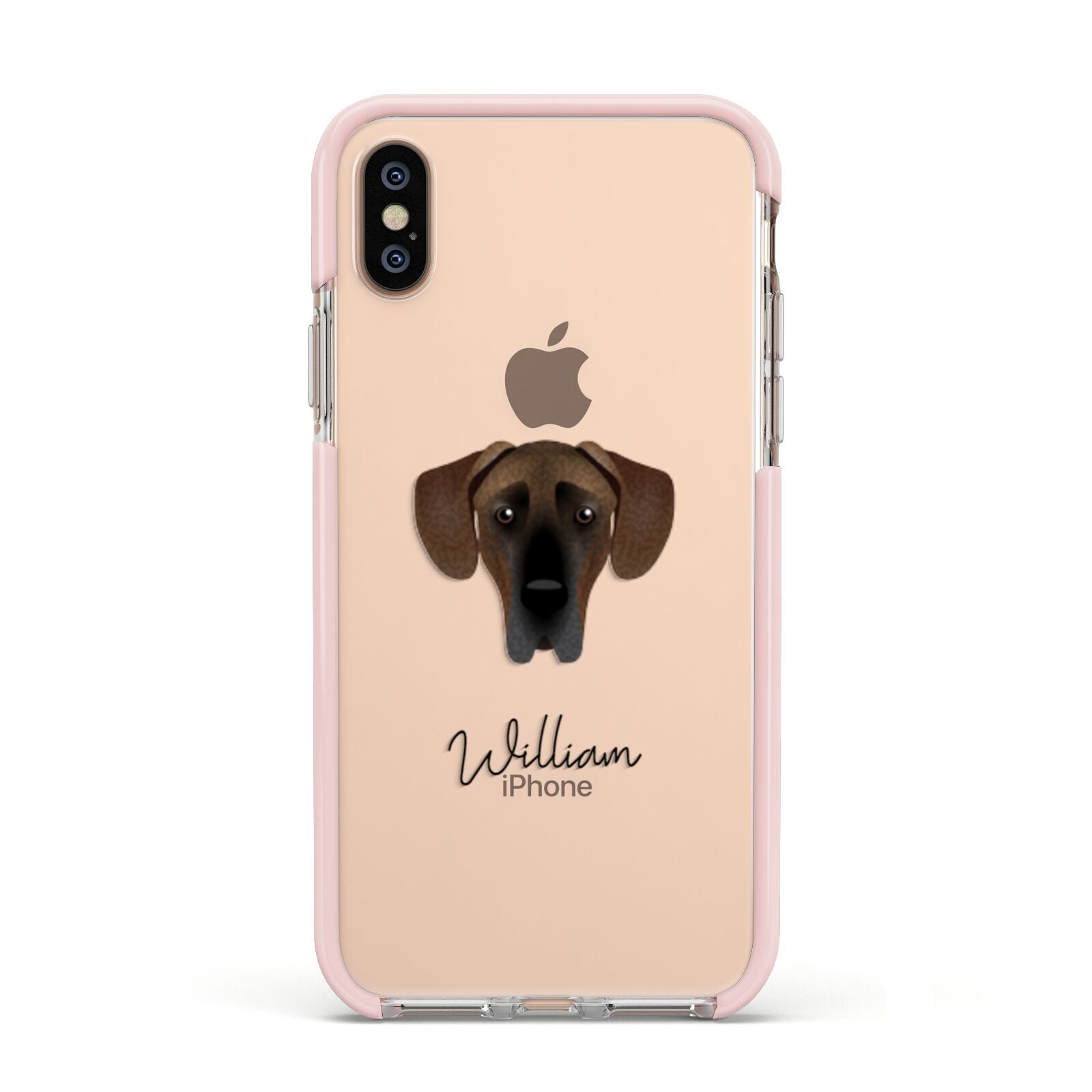 Great Dane Personalised Apple iPhone Xs Impact Case Pink Edge on Gold Phone