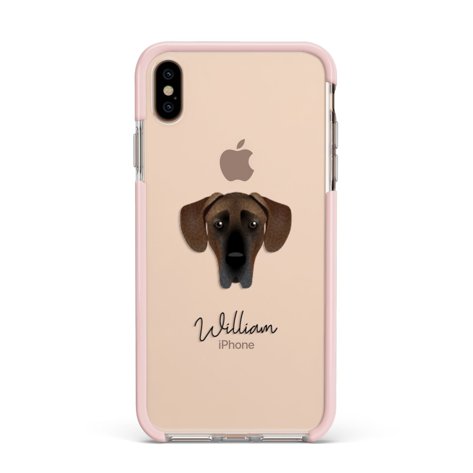 Great Dane Personalised Apple iPhone Xs Max Impact Case Pink Edge on Gold Phone