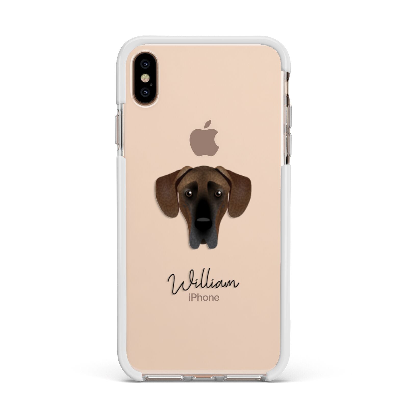 Great Dane Personalised Apple iPhone Xs Max Impact Case White Edge on Gold Phone