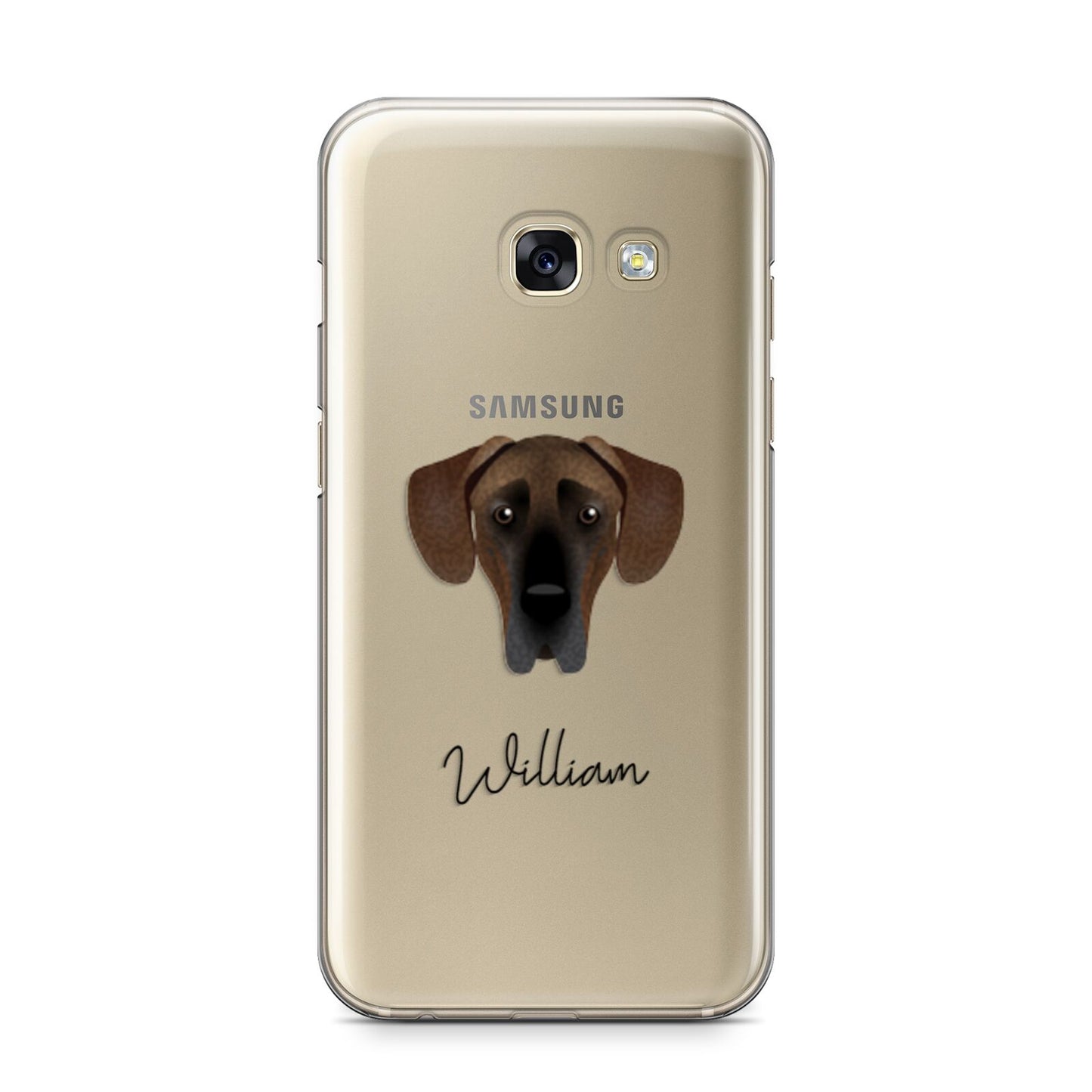 Great Dane Personalised Samsung Galaxy A3 2017 Case on gold phone