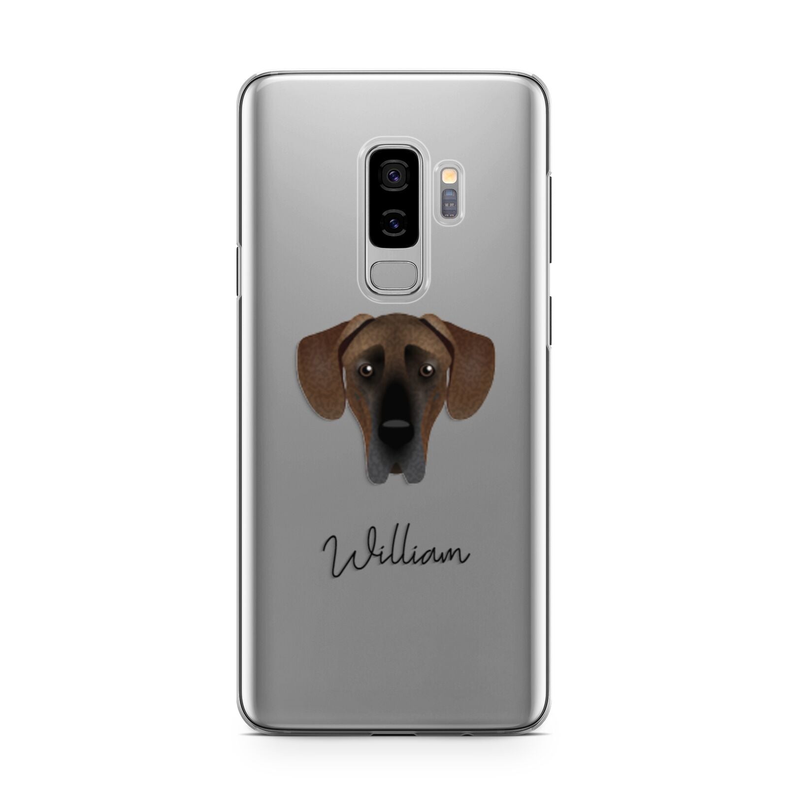 Great Dane Personalised Samsung Galaxy S9 Plus Case on Silver phone