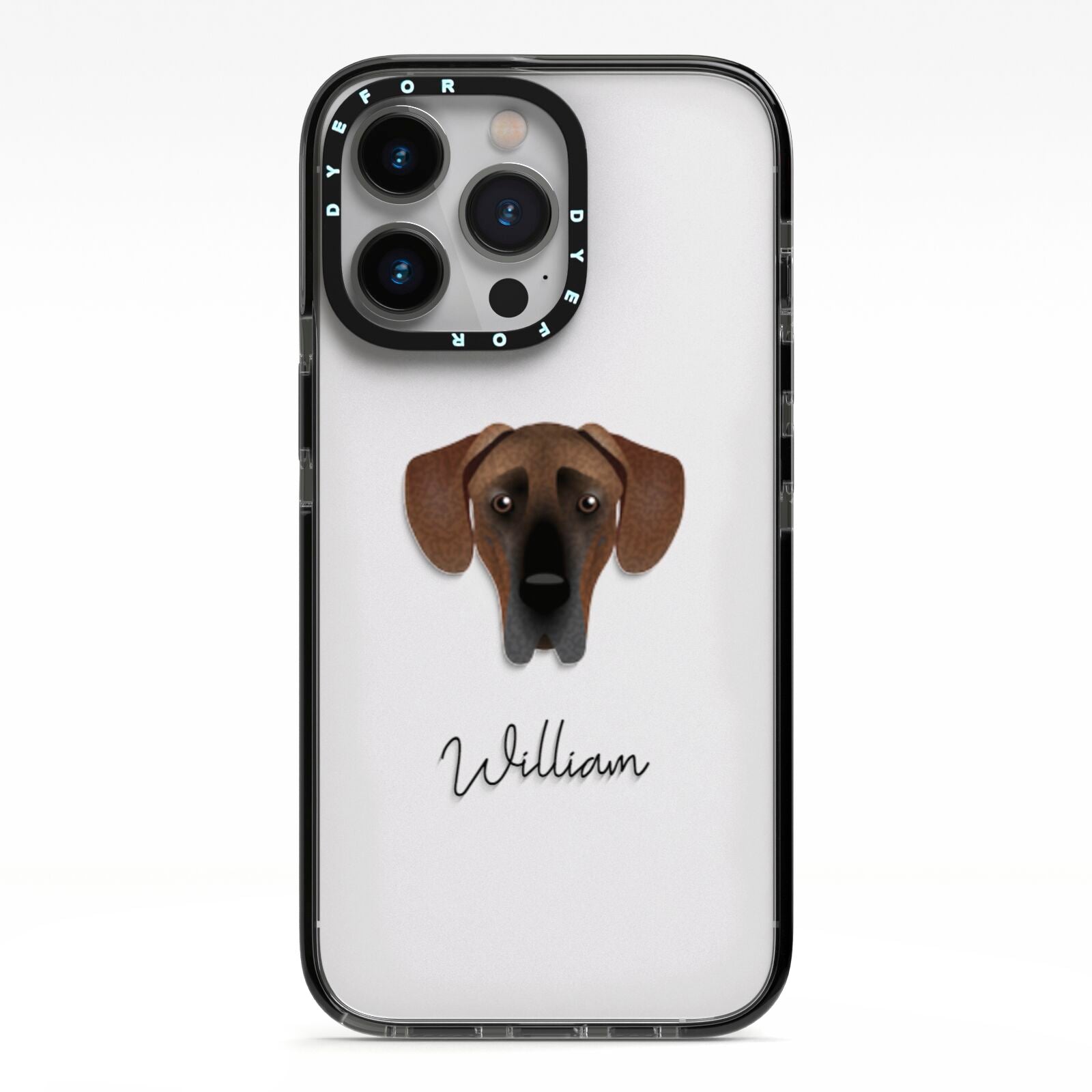 Great Dane Personalised iPhone 13 Pro Black Impact Case on Silver phone