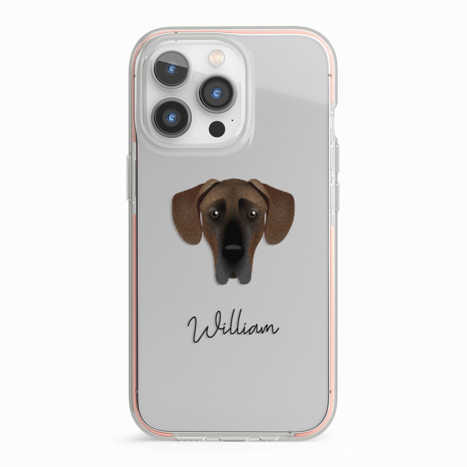 Great Dane Personalised iPhone 13 Pro TPU Impact Case with Pink Edges