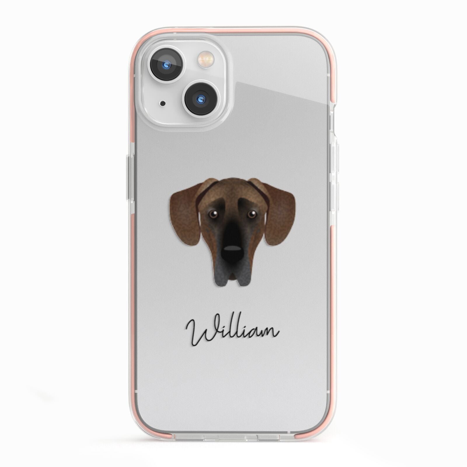 Great Dane Personalised iPhone 13 TPU Impact Case with Pink Edges