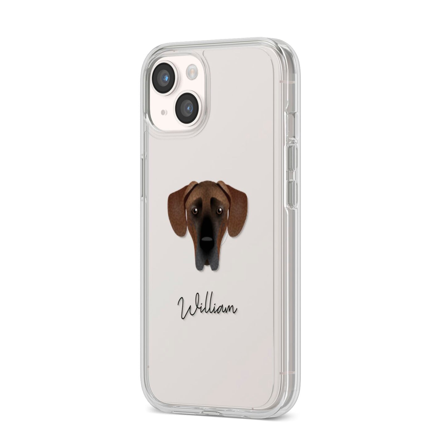 Great Dane Personalised iPhone 14 Clear Tough Case Starlight Angled Image