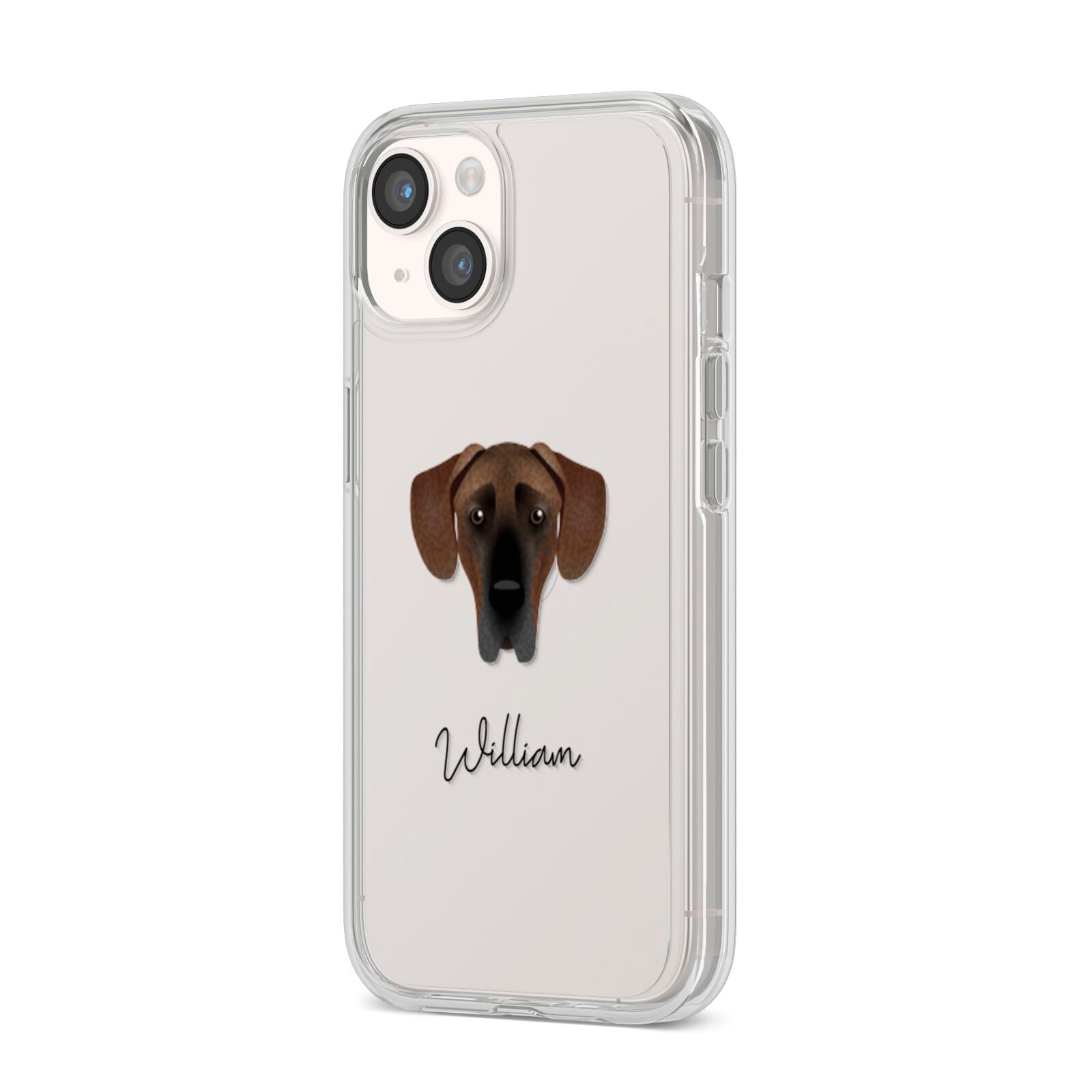 Great Dane Personalised iPhone 14 Clear Tough Case Starlight Angled Image