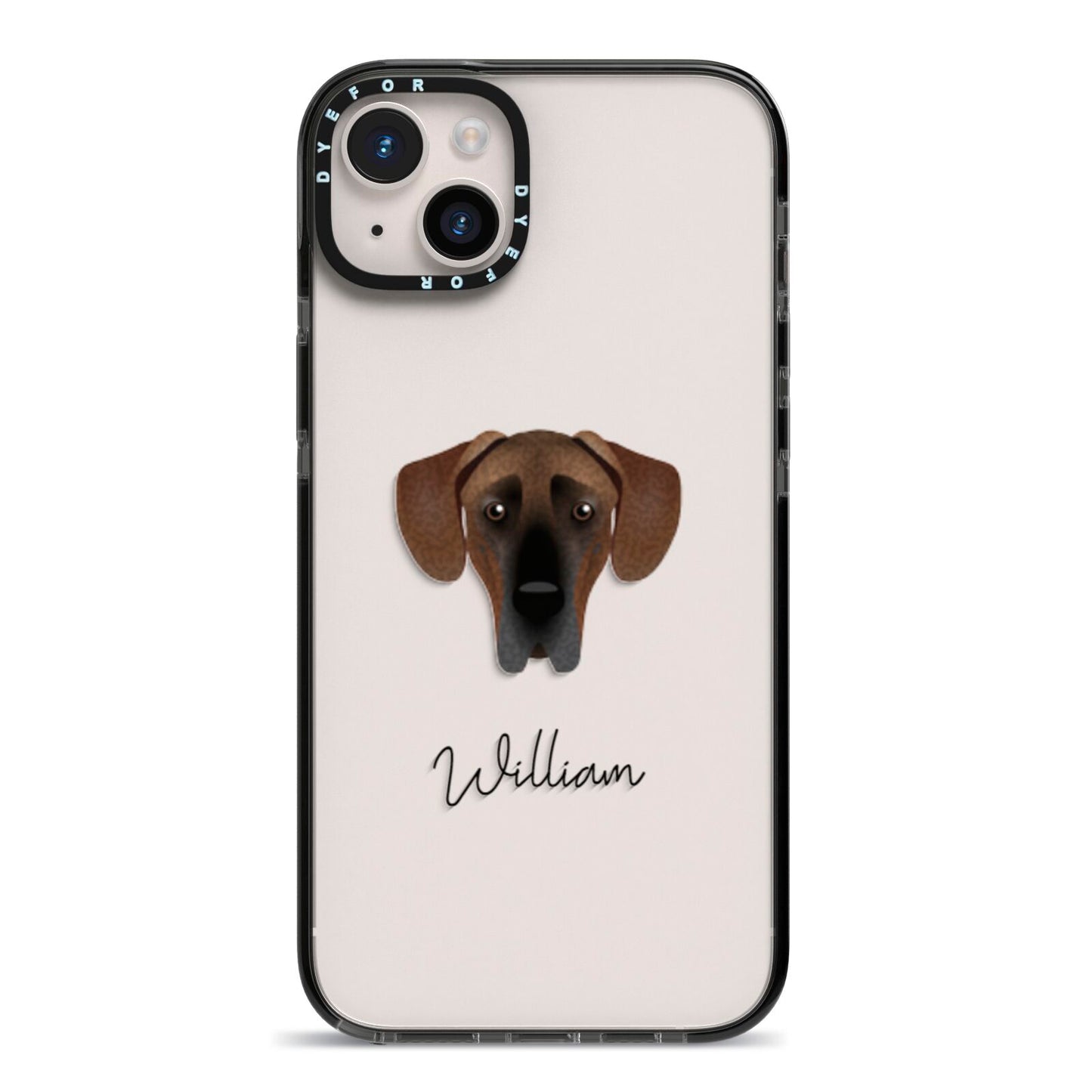 Great Dane Personalised iPhone 14 Plus Black Impact Case on Silver phone