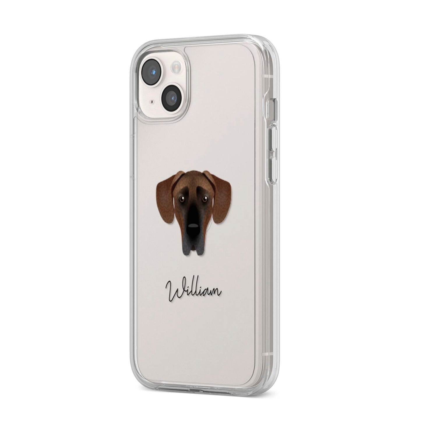 Great Dane Personalised iPhone 14 Plus Clear Tough Case Starlight Angled Image