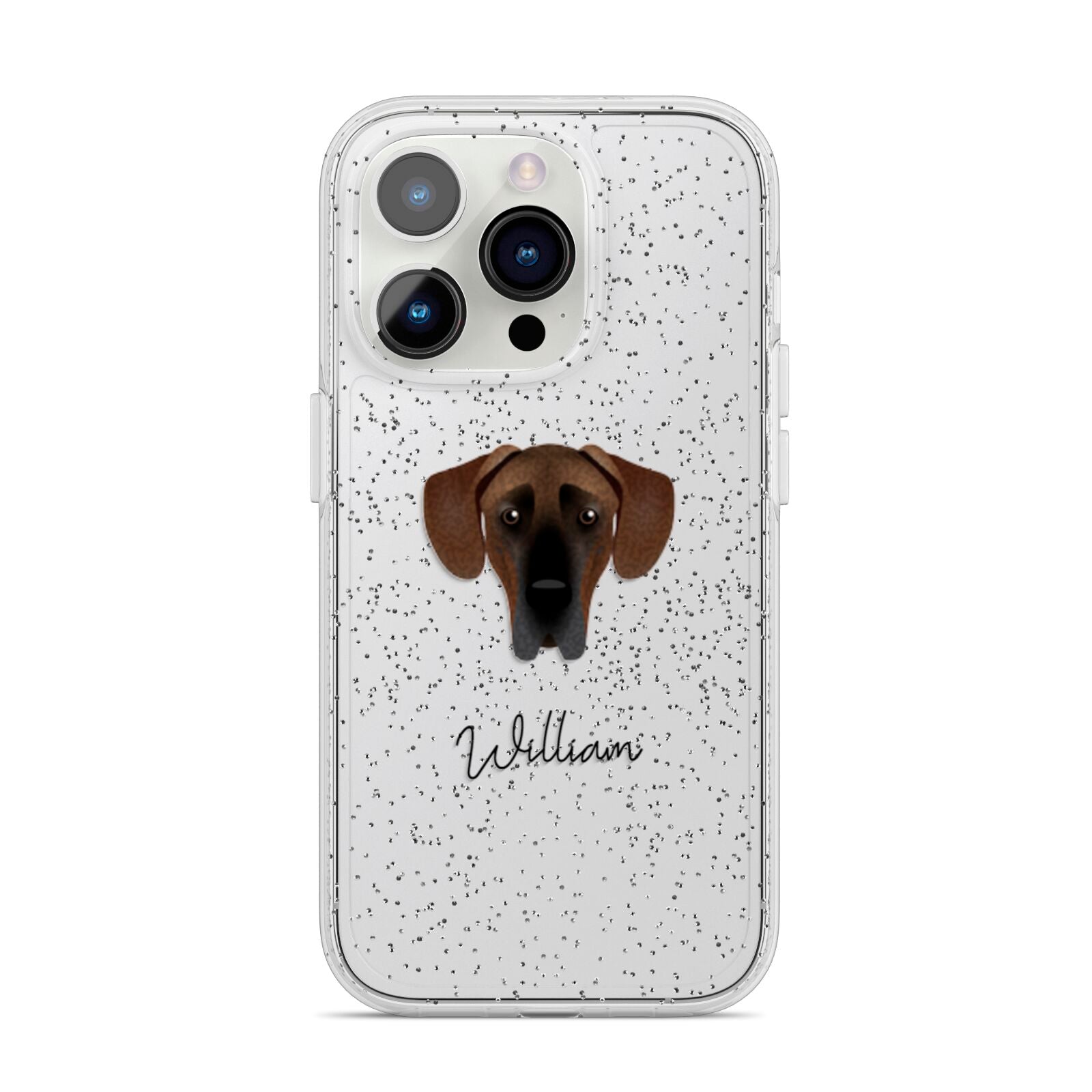 Great Dane Personalised iPhone 14 Pro Glitter Tough Case Silver