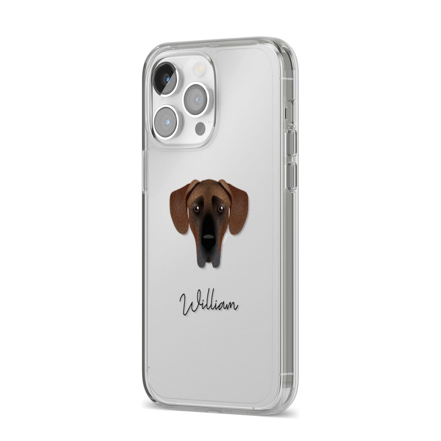 Great Dane Personalised iPhone 14 Pro Max Clear Tough Case Silver Angled Image