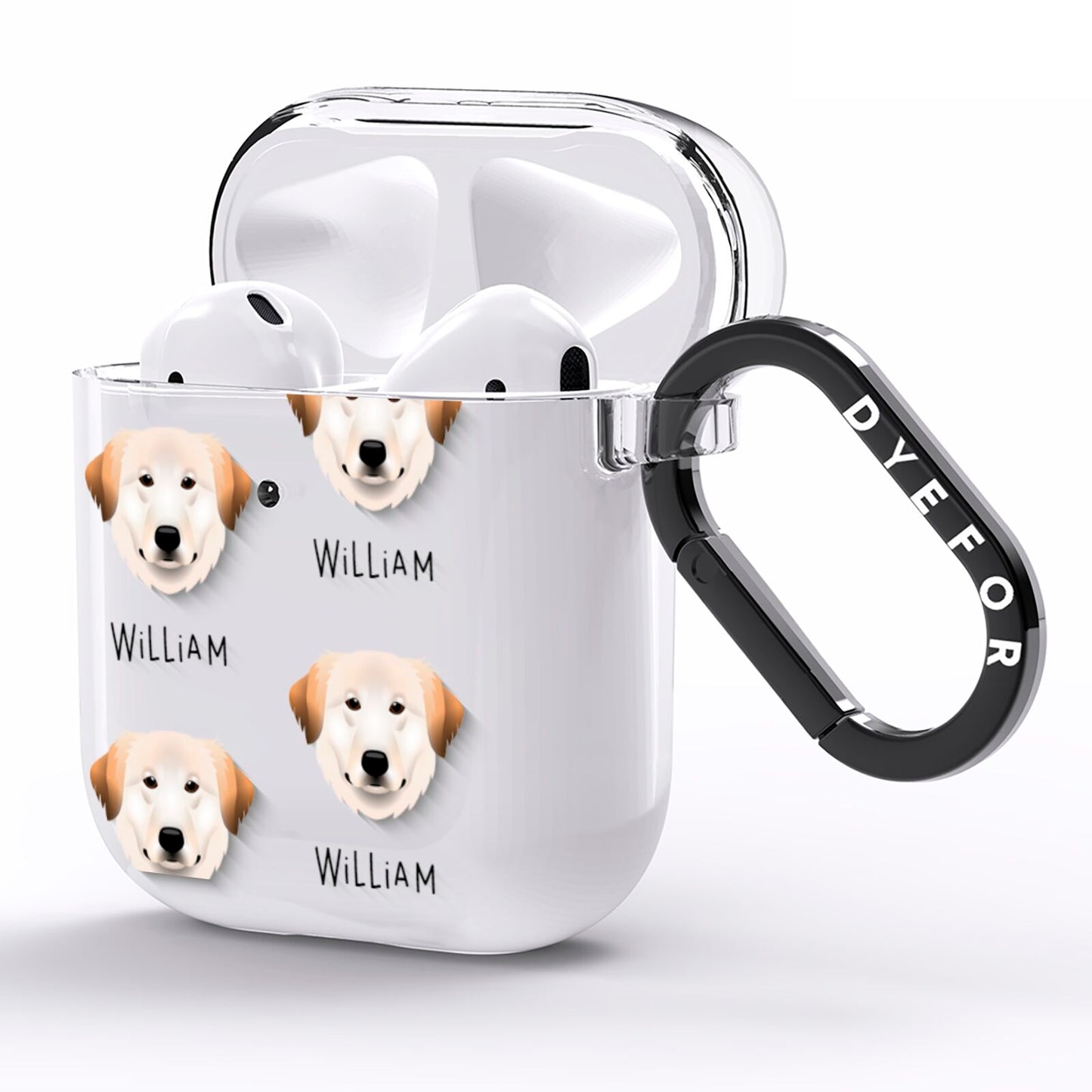 Great Pyrenees Icon with Name AirPods Clear Case Side Image