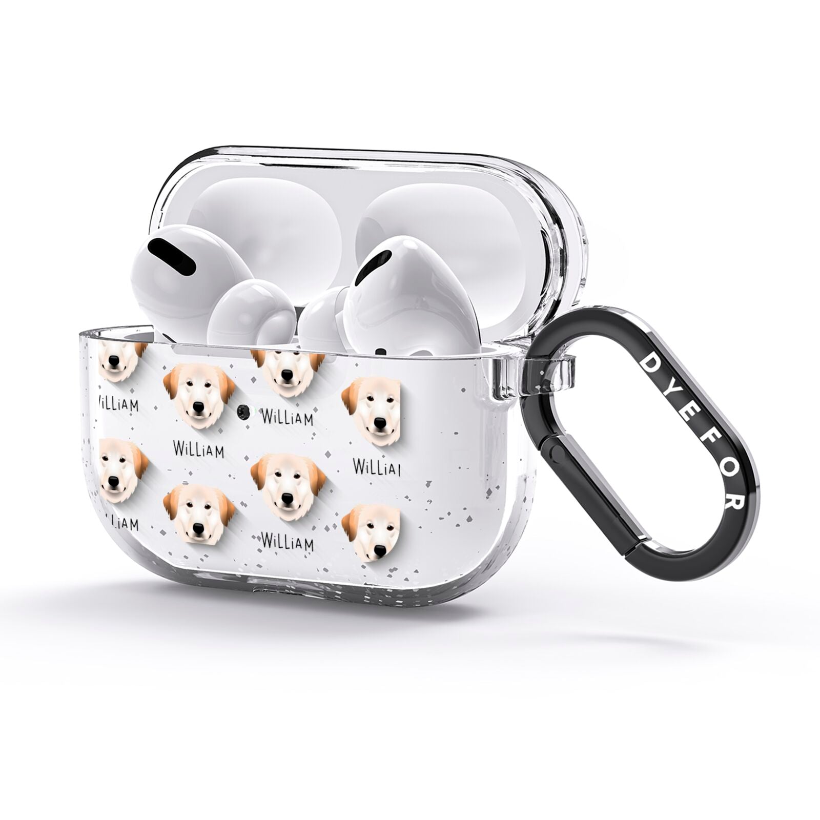 Great Pyrenees Icon with Name AirPods Glitter Case 3rd Gen Side Image