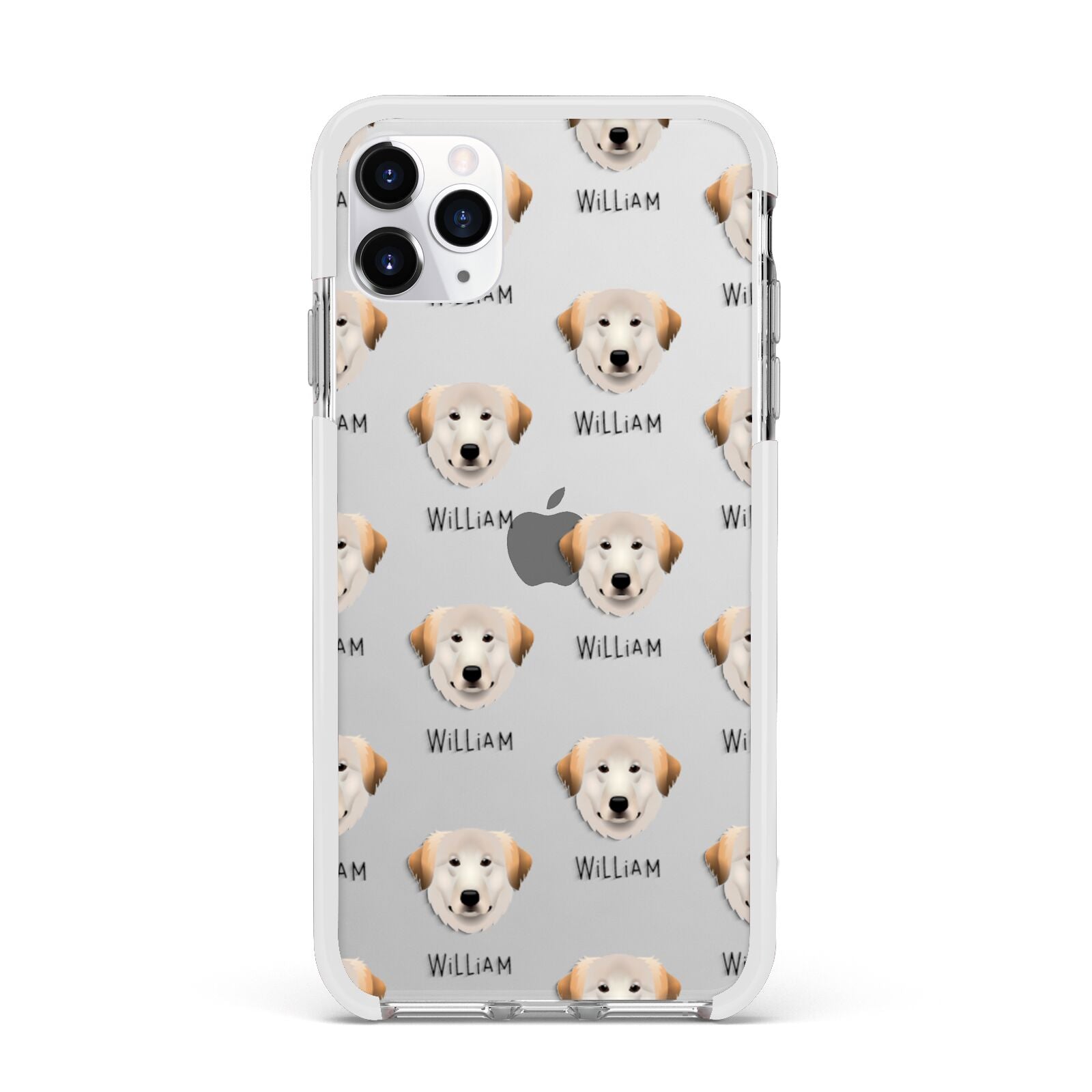 Great Pyrenees Icon with Name Apple iPhone 11 Pro Max in Silver with White Impact Case