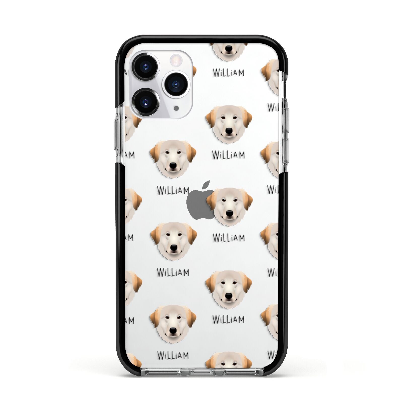 Great Pyrenees Icon with Name Apple iPhone 11 Pro in Silver with Black Impact Case