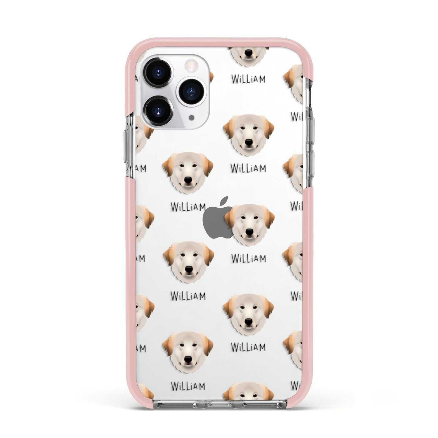 Great Pyrenees Icon with Name Apple iPhone 11 Pro in Silver with Pink Impact Case