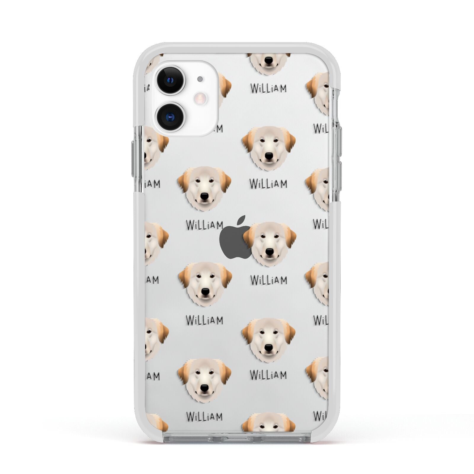 Great Pyrenees Icon with Name Apple iPhone 11 in White with White Impact Case