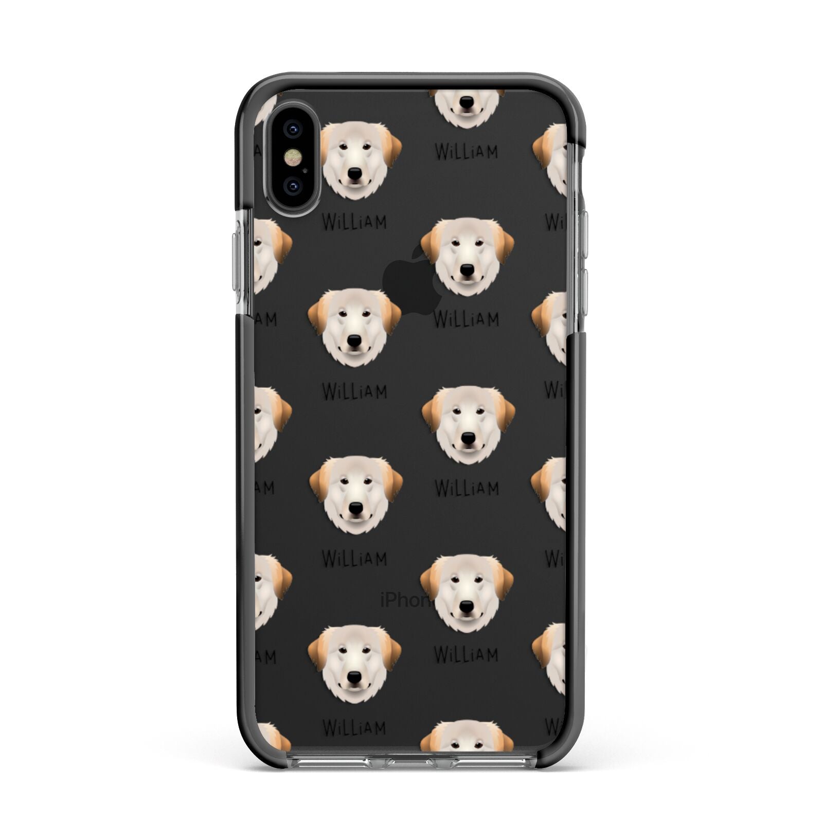 Great Pyrenees Icon with Name Apple iPhone Xs Max Impact Case Black Edge on Black Phone
