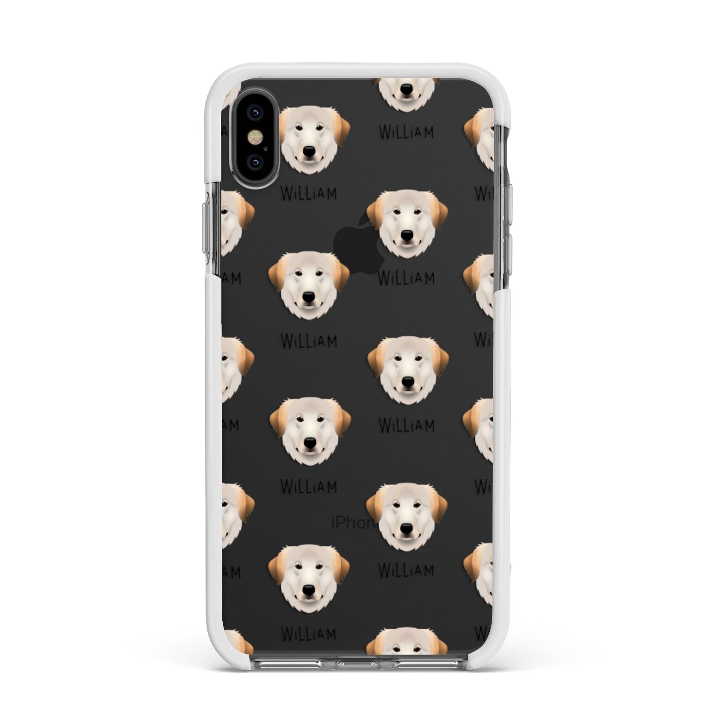 Great Pyrenees Icon with Name Apple iPhone Xs Max Impact Case White Edge on Black Phone