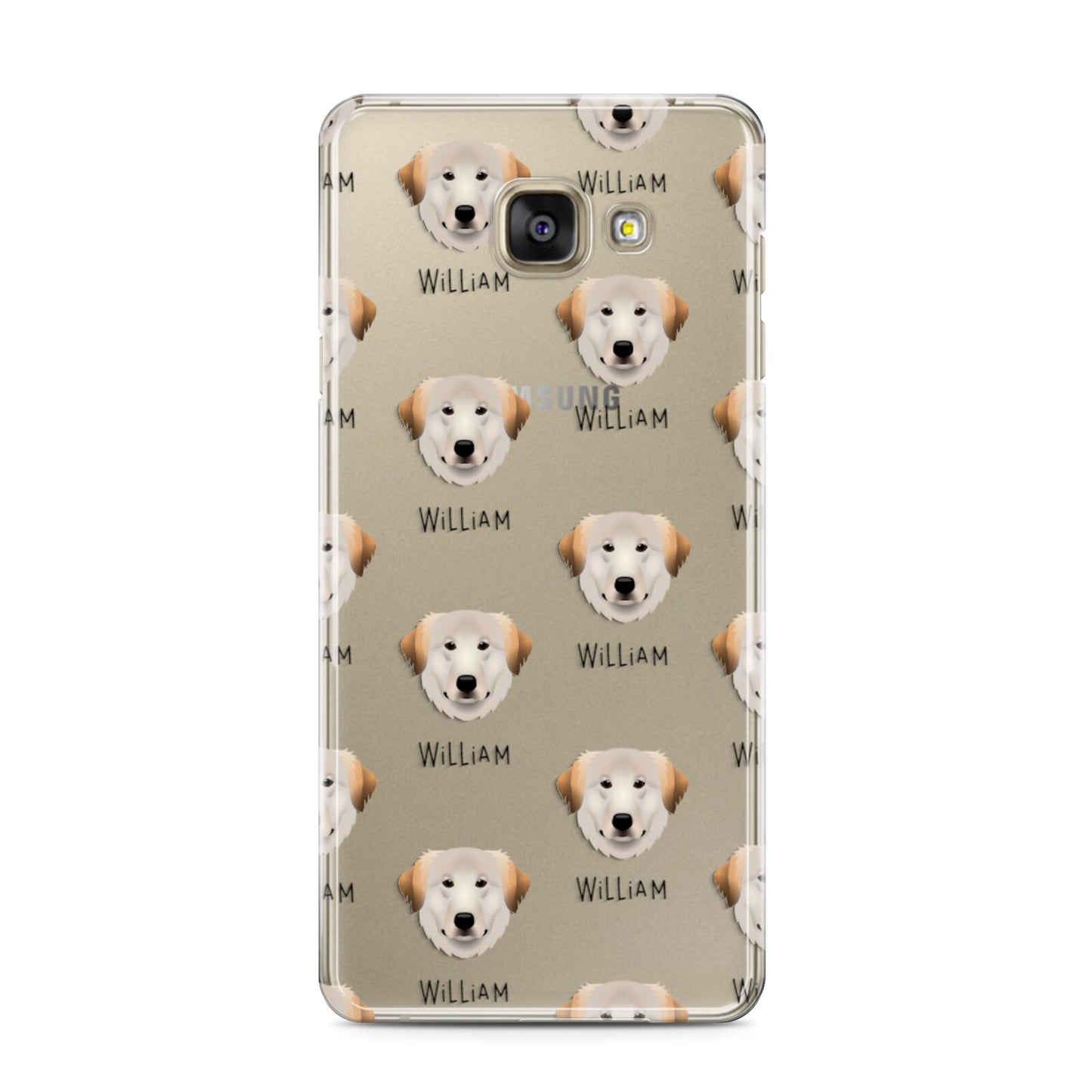 Great Pyrenees Icon with Name Samsung Galaxy A3 2016 Case on gold phone