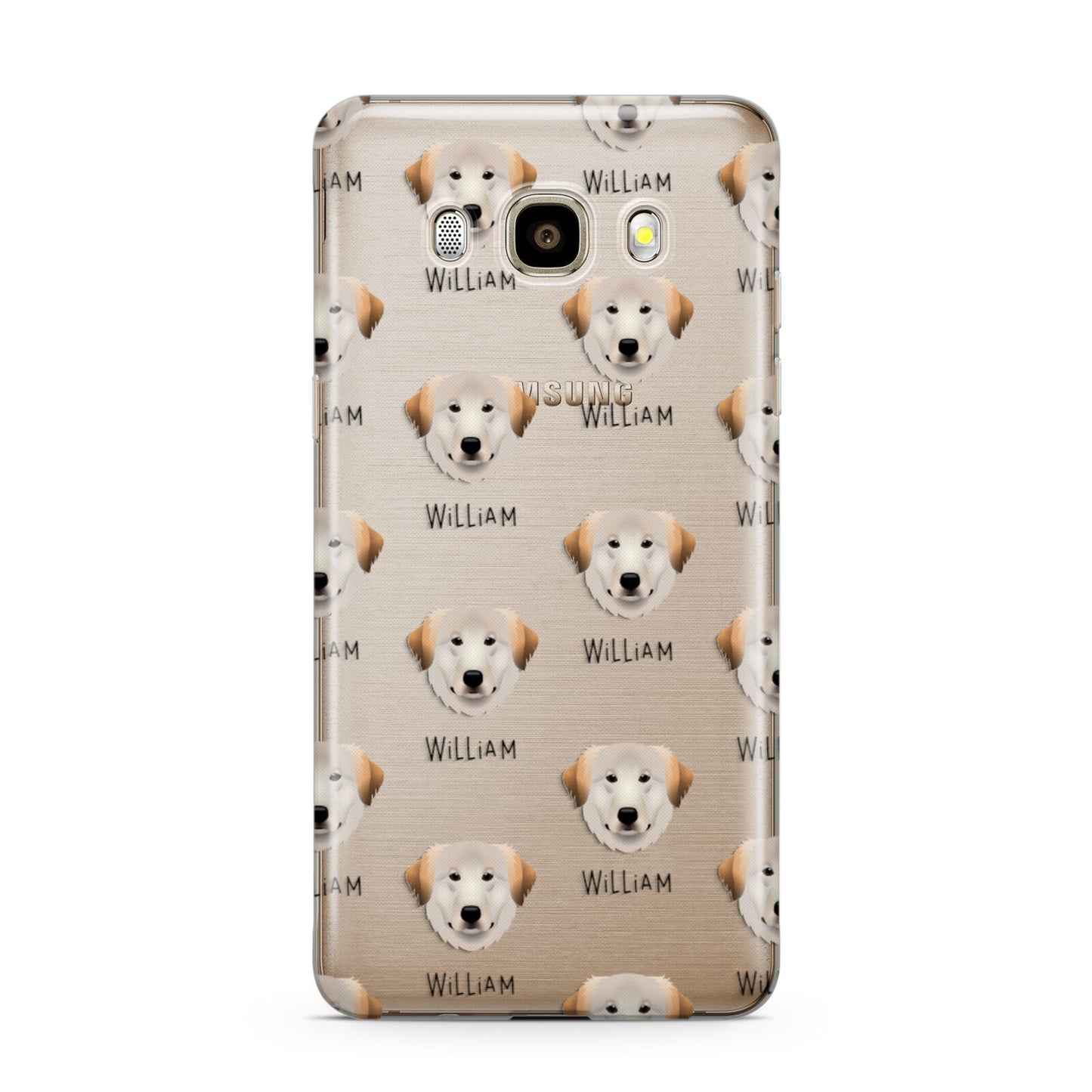 Great Pyrenees Icon with Name Samsung Galaxy J7 2016 Case on gold phone