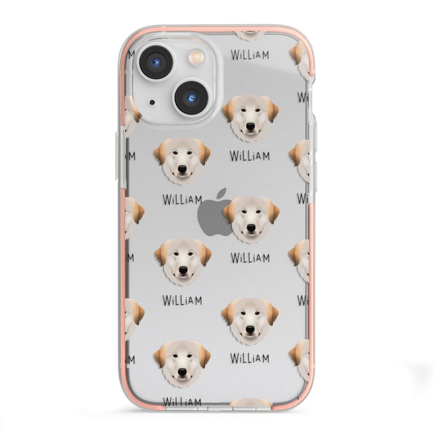 Great Pyrenees Icon with Name iPhone 13 Mini TPU Impact Case with Pink Edges