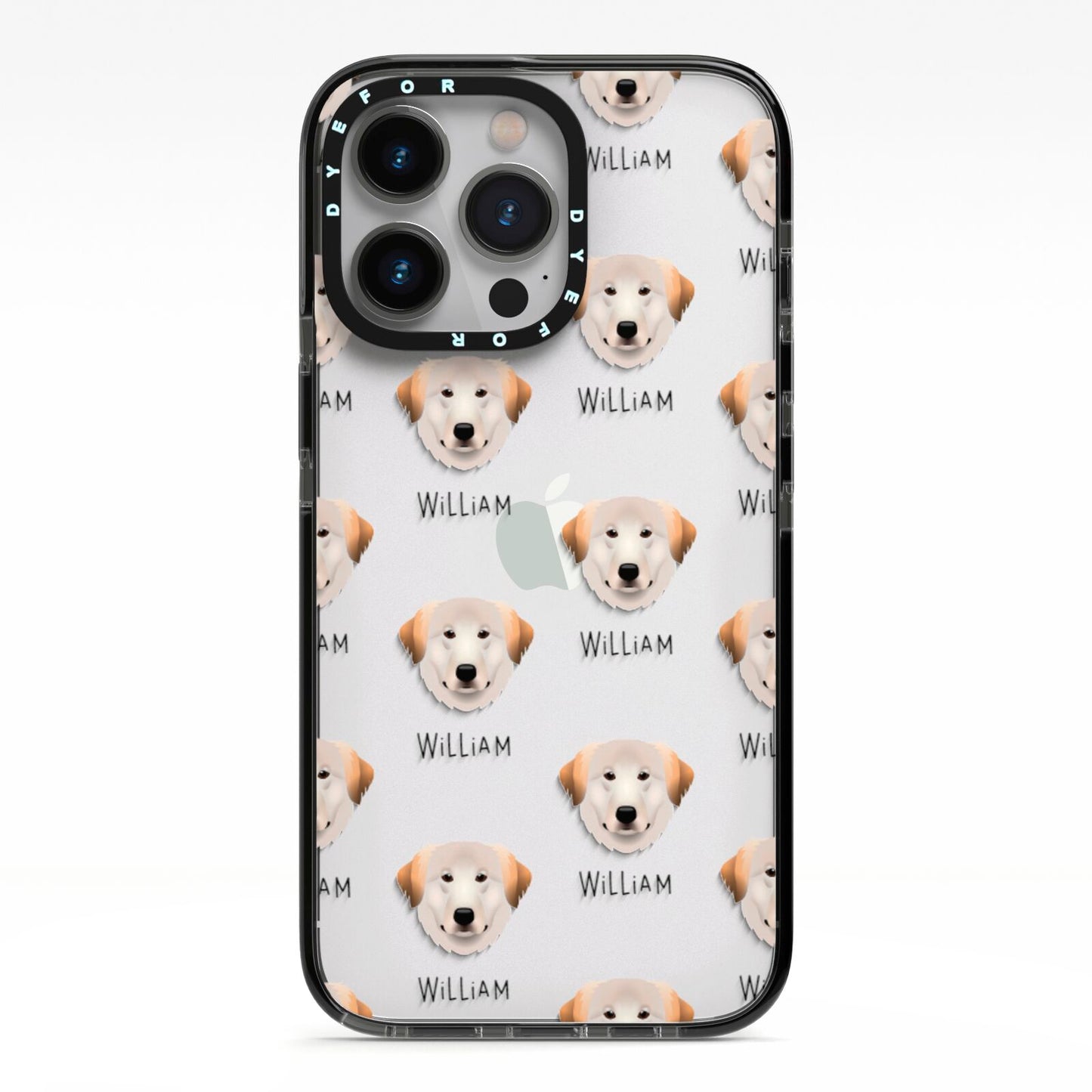 Great Pyrenees Icon with Name iPhone 13 Pro Black Impact Case on Silver phone