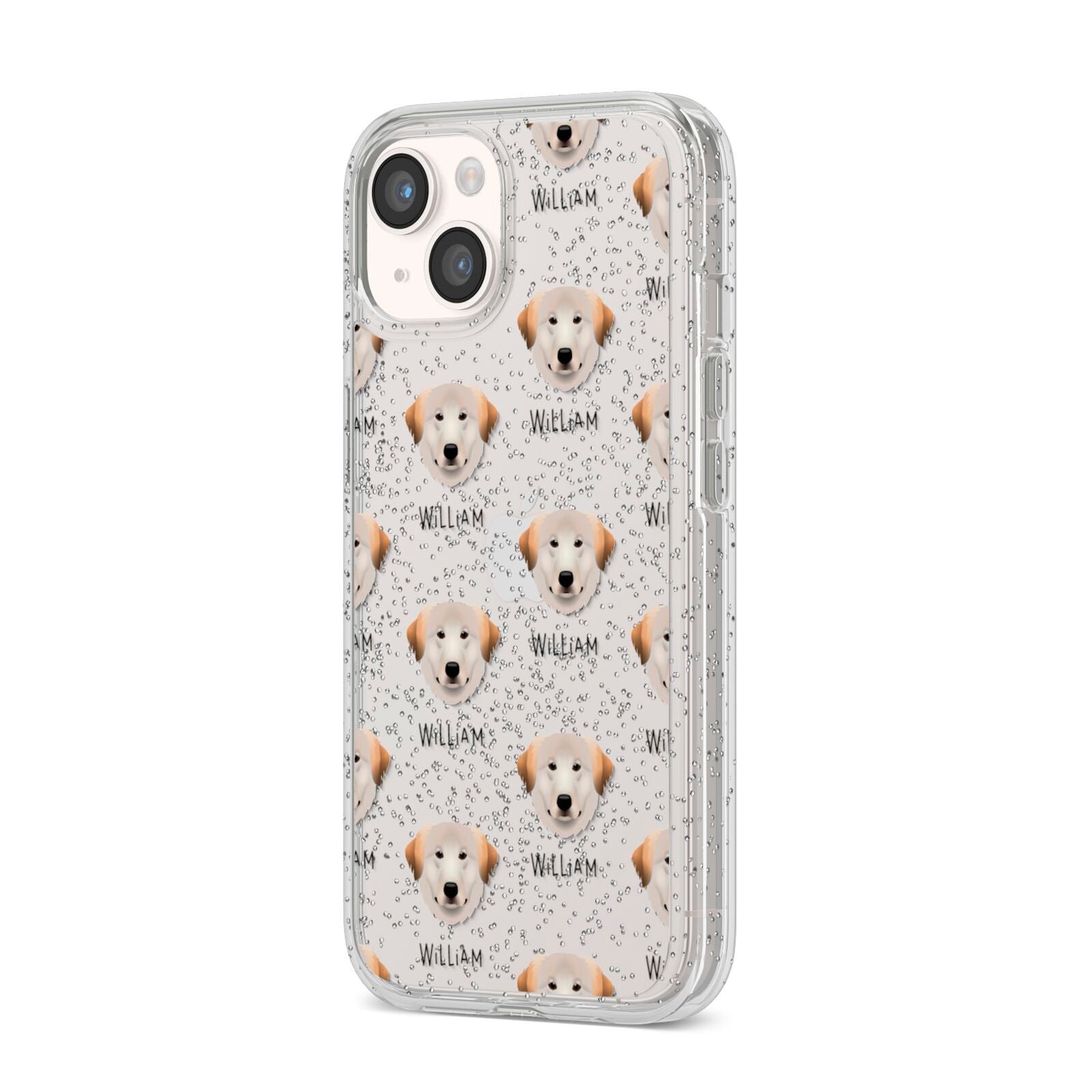 Great Pyrenees Icon with Name iPhone 14 Glitter Tough Case Starlight Angled Image