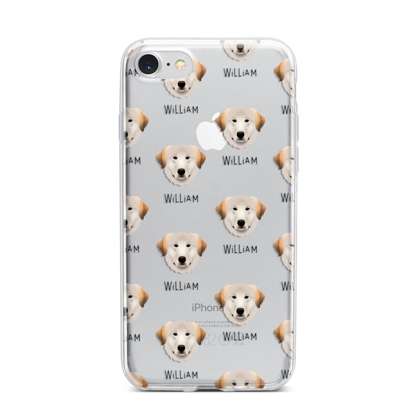 Great Pyrenees Icon with Name iPhone 7 Bumper Case on Silver iPhone