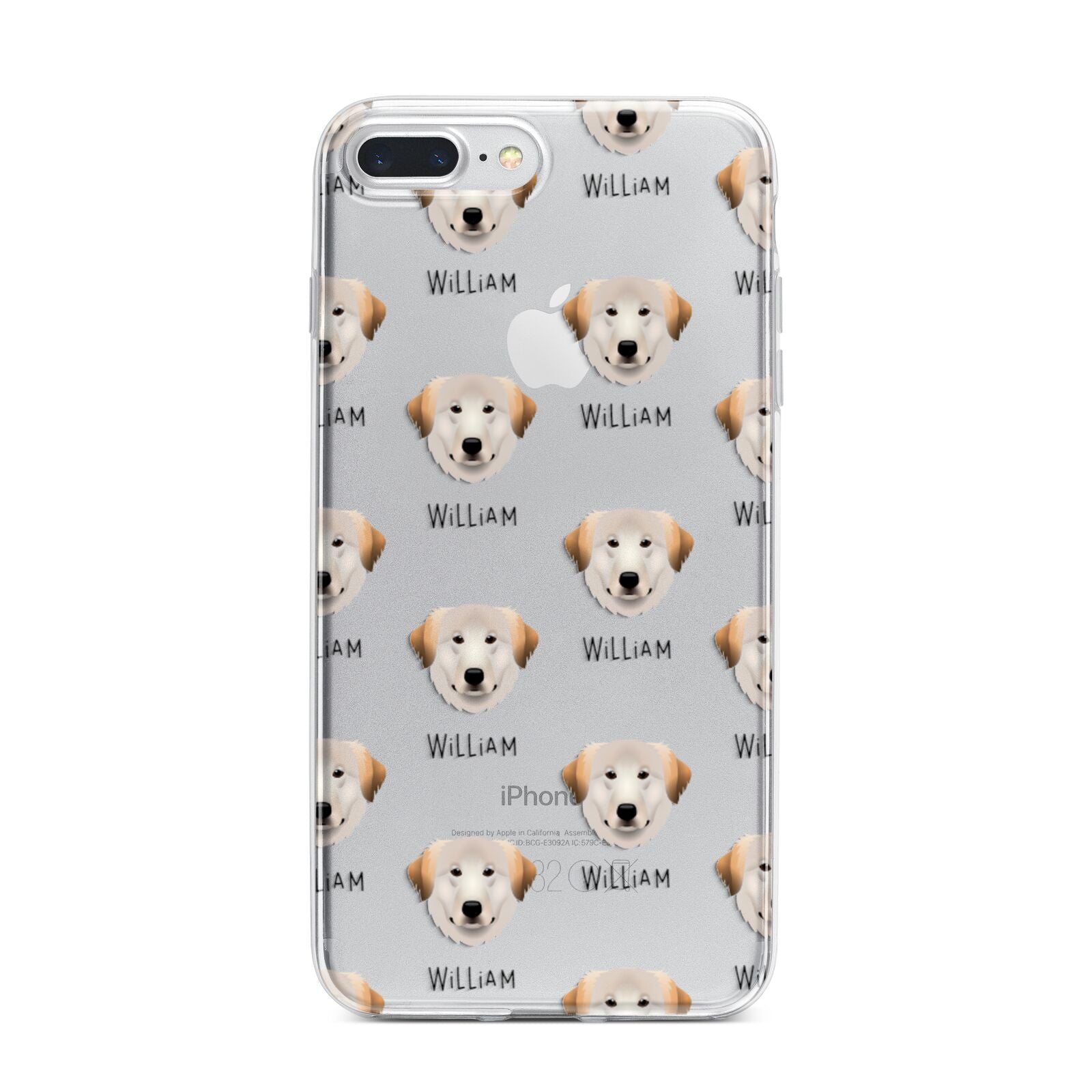 Great Pyrenees Icon with Name iPhone 7 Plus Bumper Case on Silver iPhone