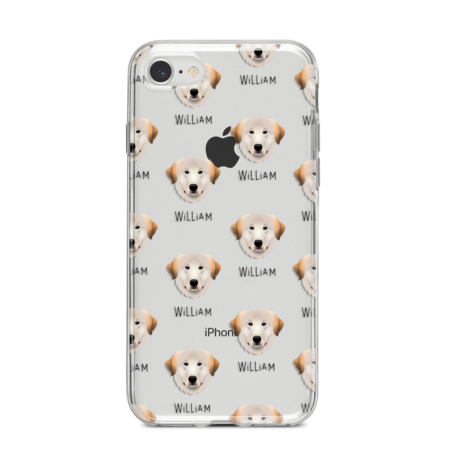 Great Pyrenees Icon with Name iPhone 8 Bumper Case on Silver iPhone
