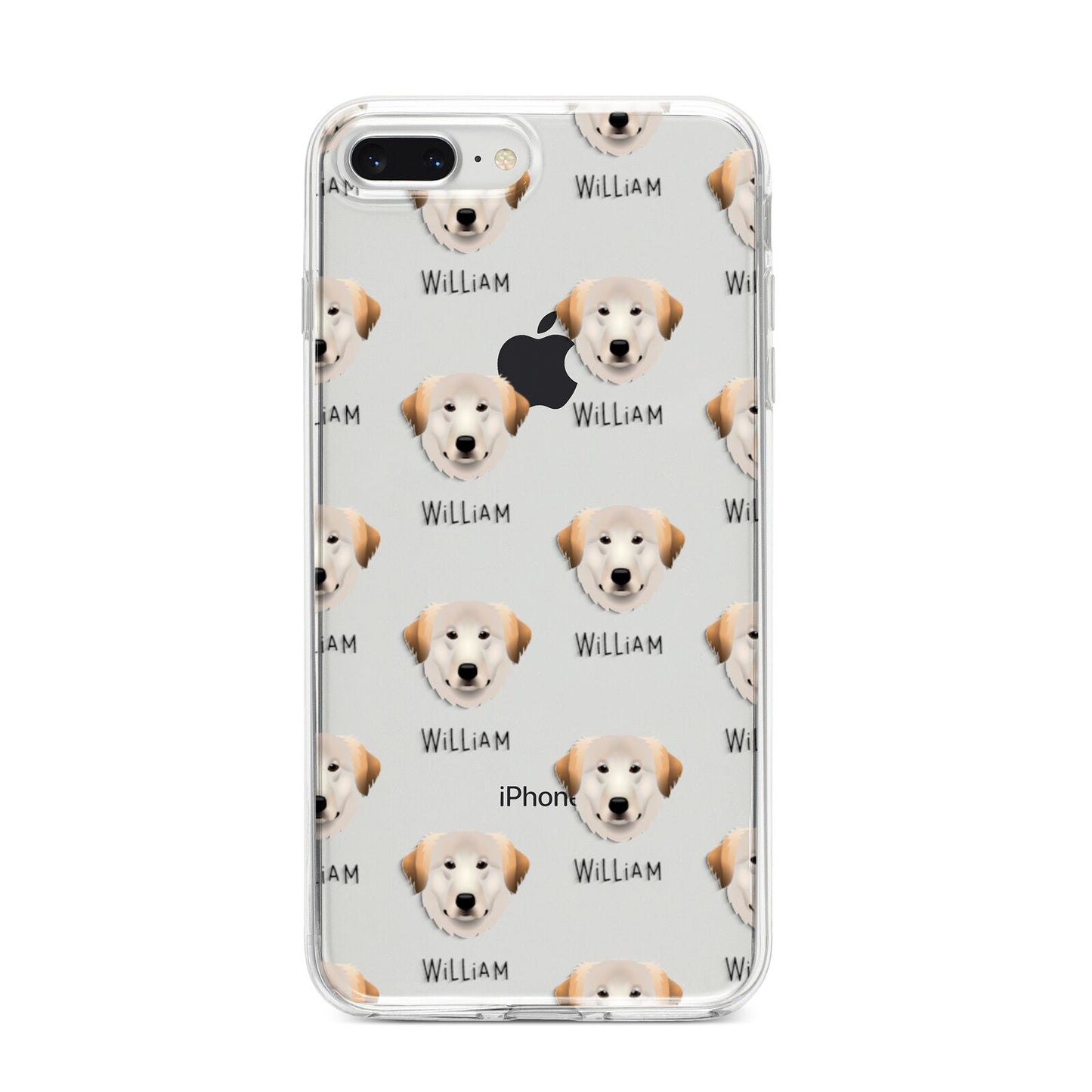 Great Pyrenees Icon with Name iPhone 8 Plus Bumper Case on Silver iPhone